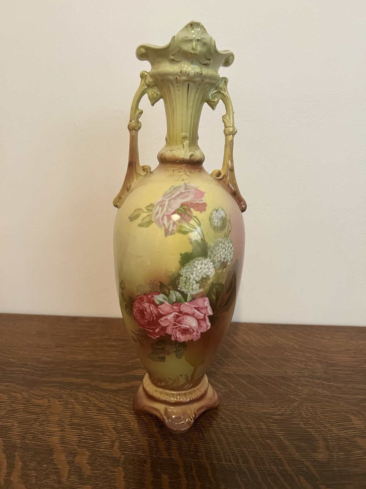 Royal Wettina Austria Hand Painted Floral Rose Ceramic Art Pottery Vase 1900s