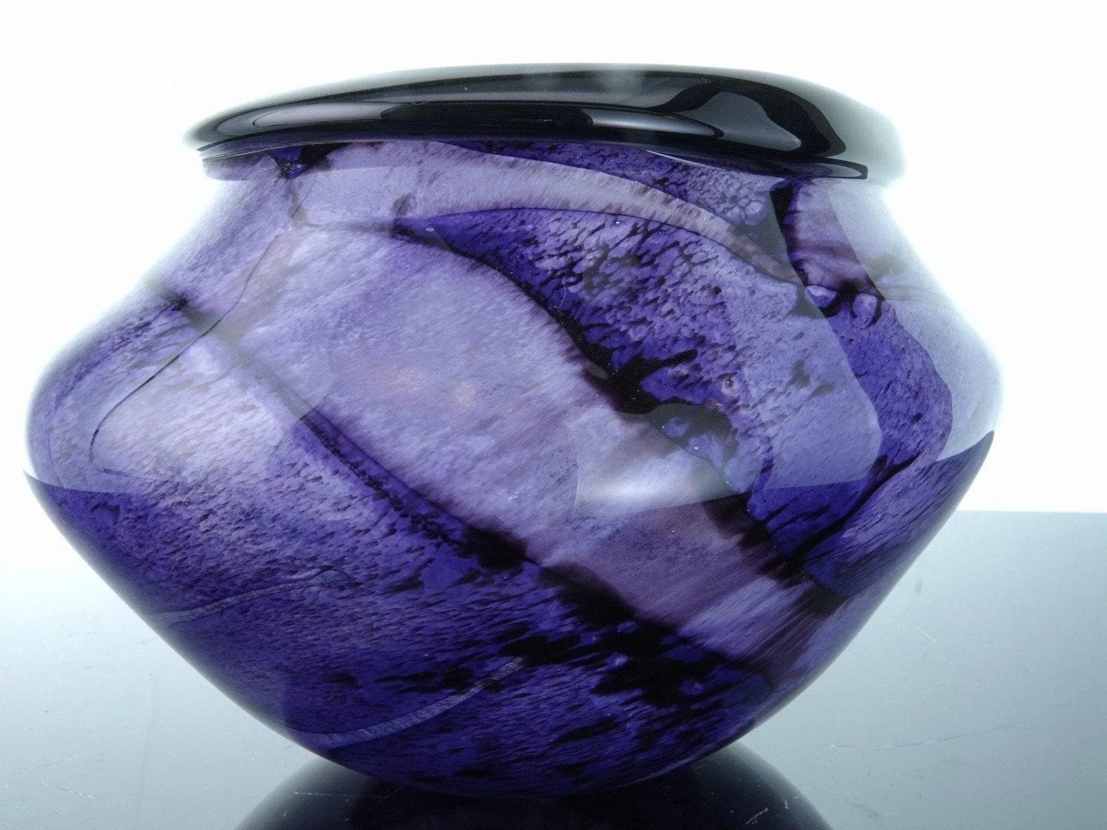 1997 Robert Eickholt Heavy Purple Abstract studio art glass vase