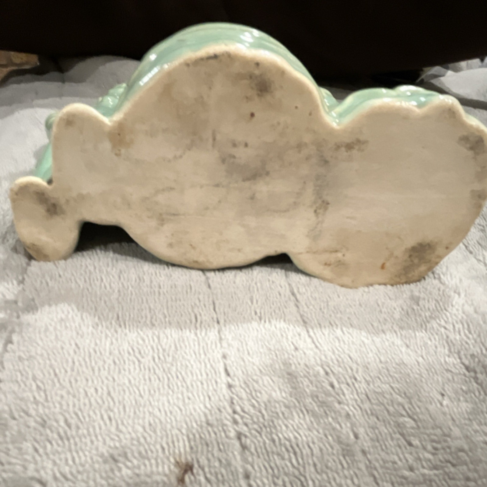 Green Ceramic Dutch Couple Planter Glossy Art Pottery Mid 20th Century Vintage
