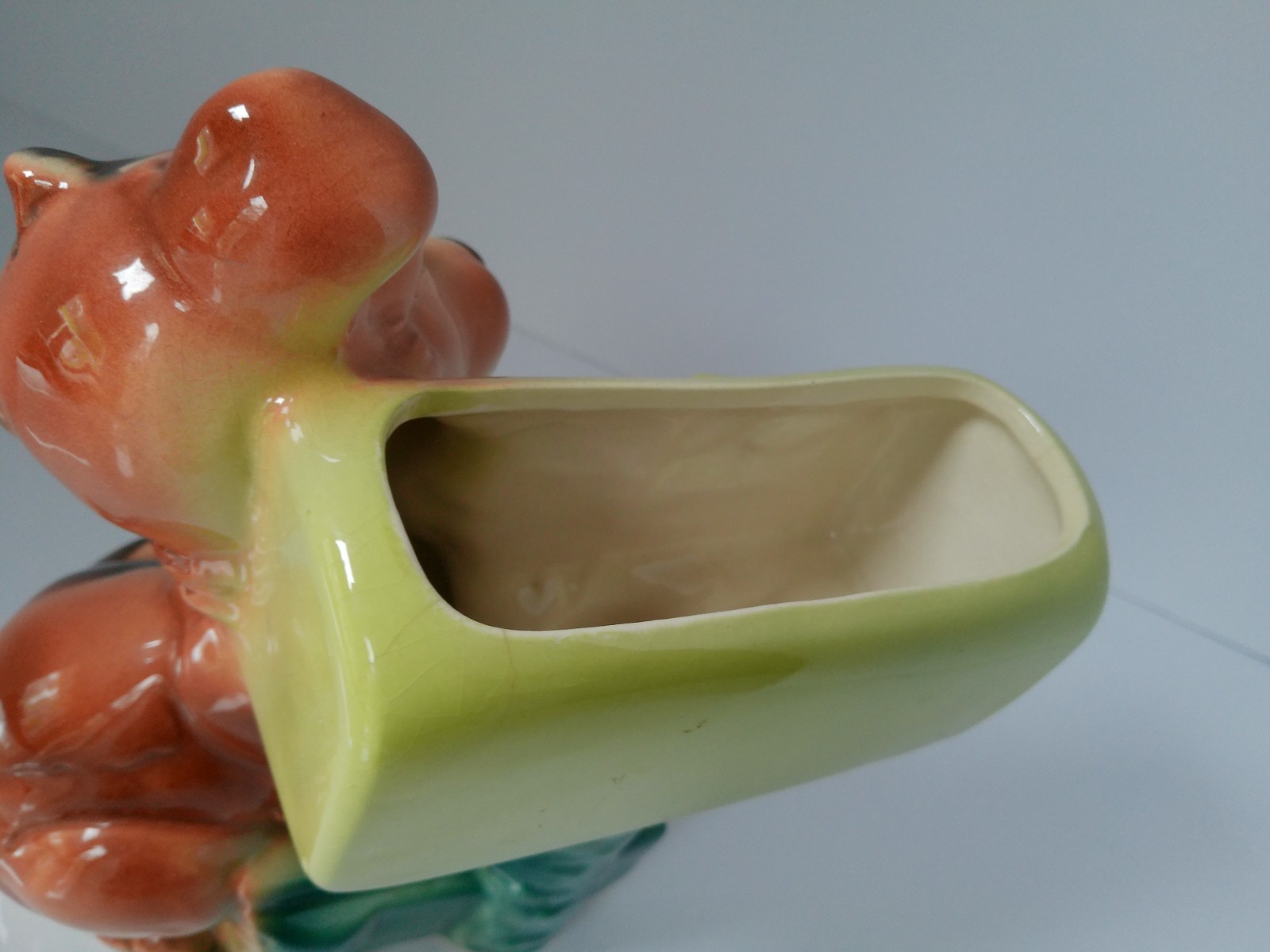 Vintage 1950’s Royal Copley Puppy DOG At Mailbox Flower Succulent Planter 8″
