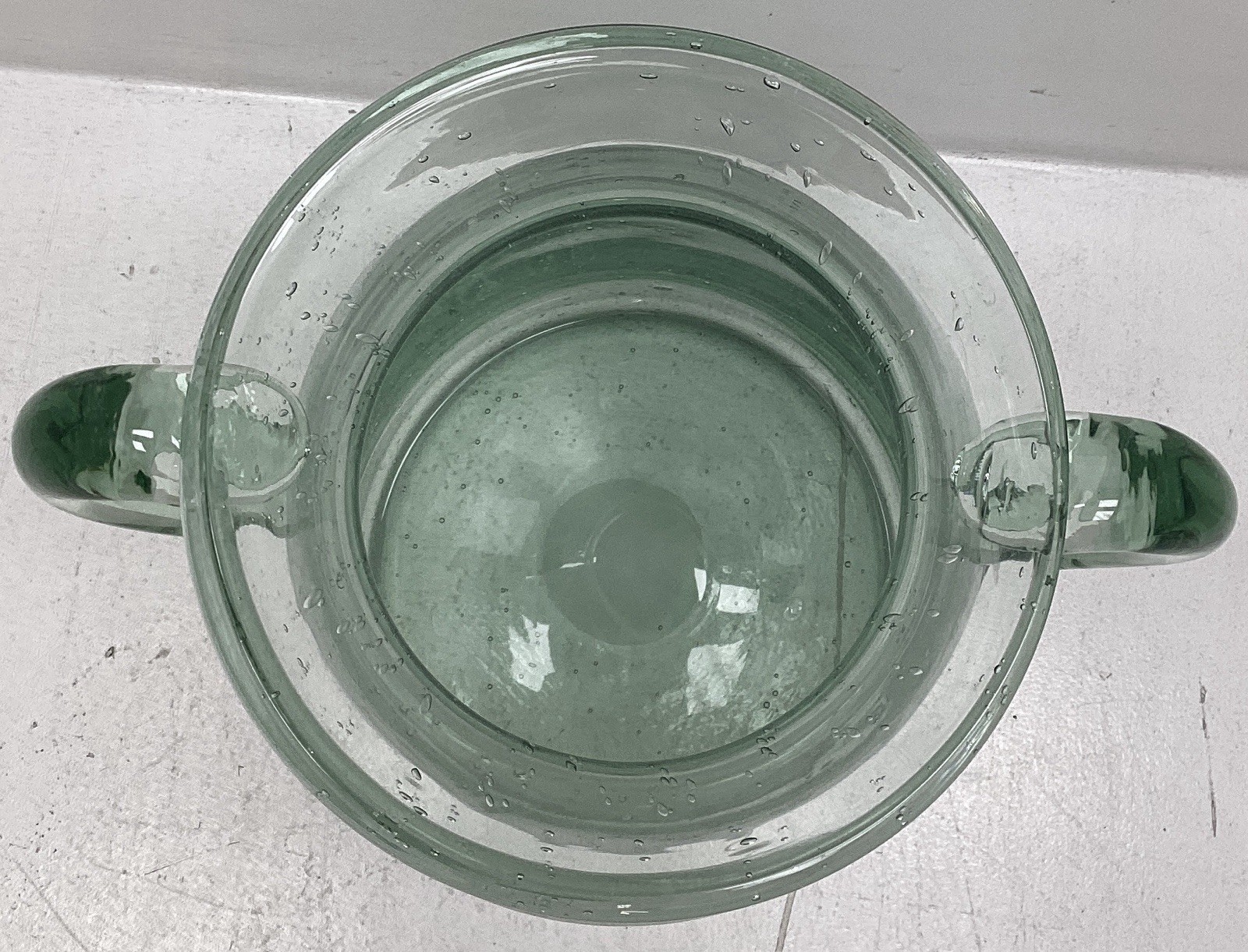 Transpac Clear Glass Wide Double Handle Vase New In Open Box