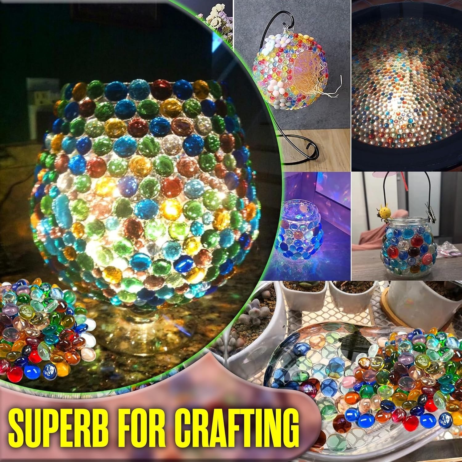 Colorful Glass Beads – 5LB Flat Marbles for Floral Arrangements and Centerpieces