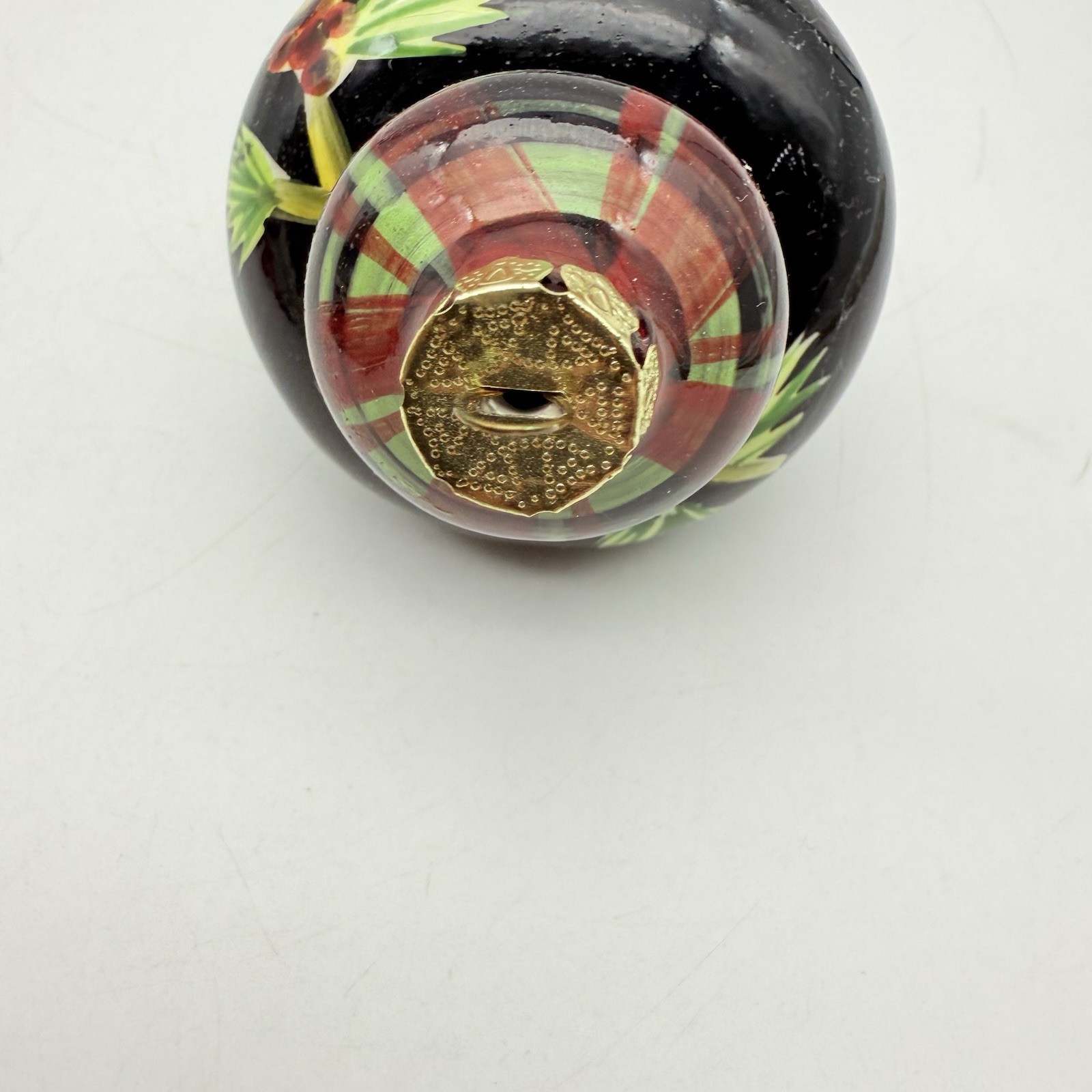 Hand Blown Hand Painted Art Glass Christmas Ornament Black Pinecone