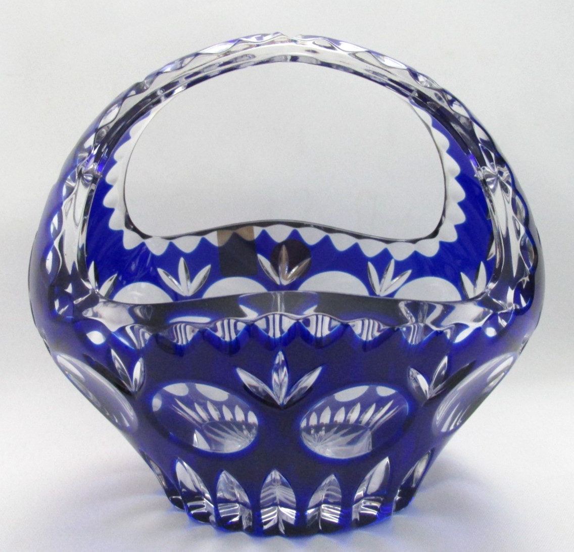 Nachtmann Bleikristall Cobalt Blue Cut to Crystal Glass Basket- Original Labels