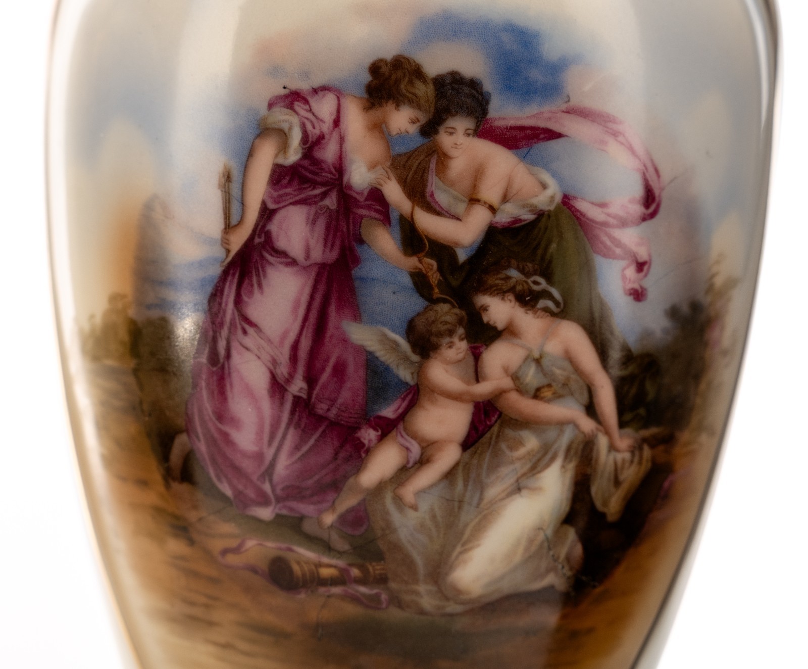 Two Neoclassical Urn Style 12in Vases Erphila Royal Crown Pottery Czechoslovakia