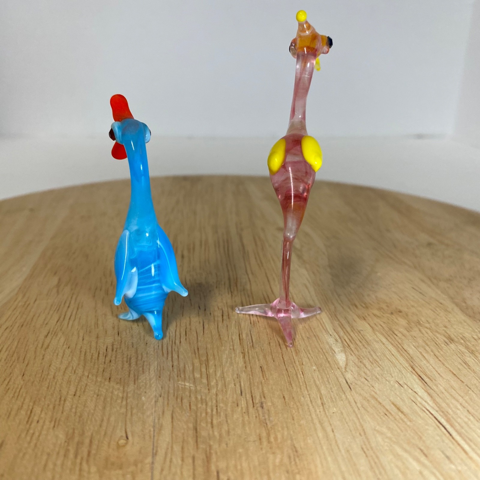 Vintage Murano Style 2 Birds Miniature Figurine • Blue Duck • Flamingo