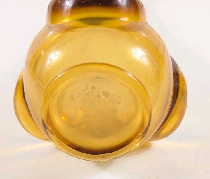 Vintage Amber Viking Glass Draped Swung Glass 14″ Vase