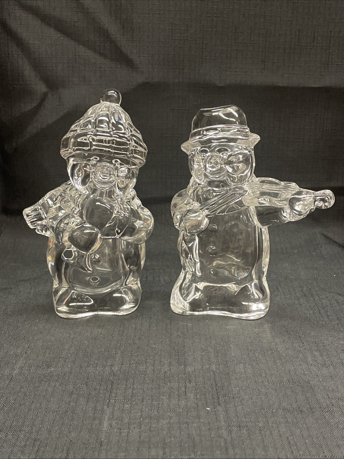 VTG Mikasa Set Of 2 “Frosty’s Choir” Snowmen Lead Crystal Figurines, In Boxes