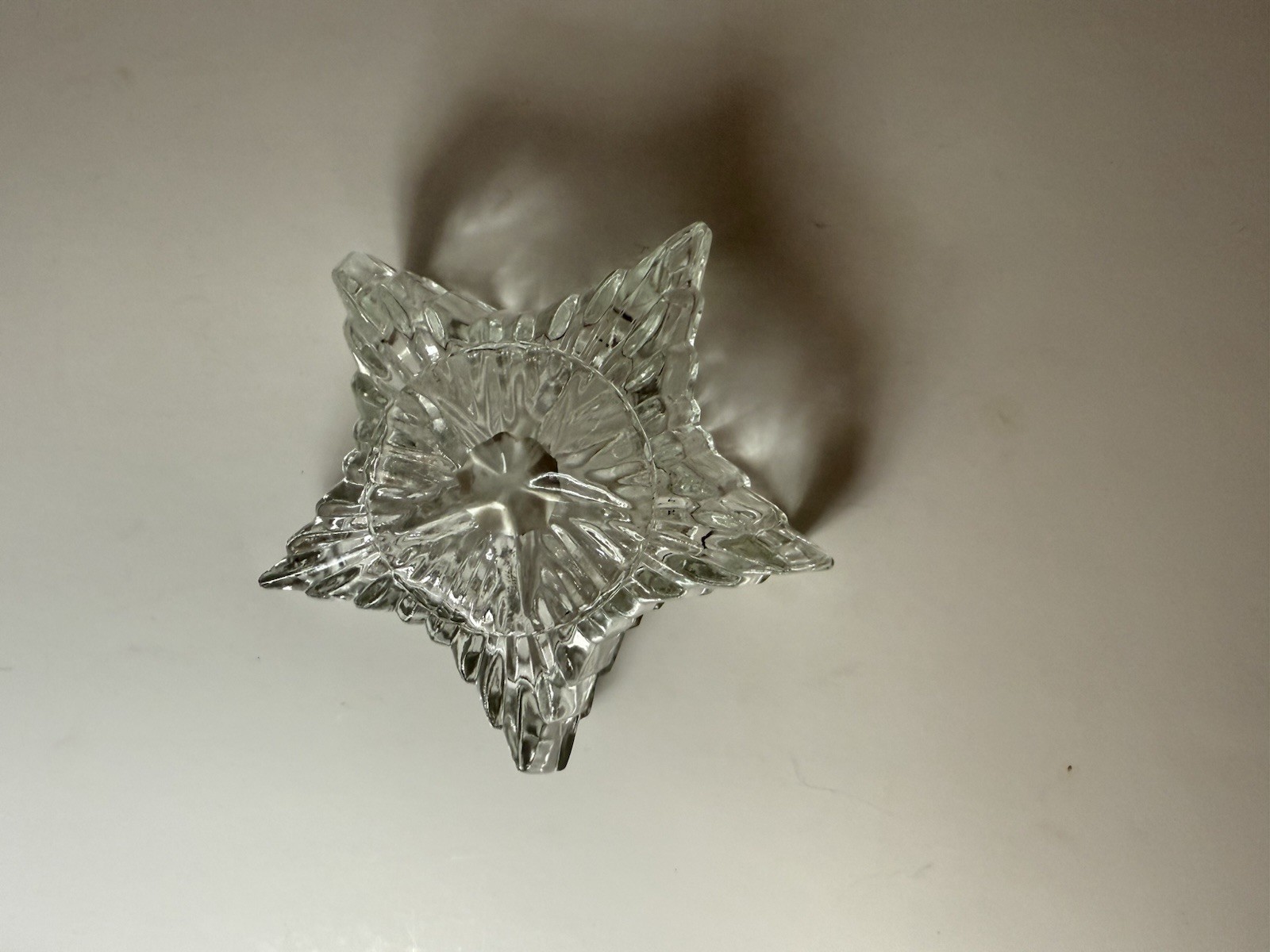 Star Shaped Clear Glass Small Trinket Box Made In Romania Vtg