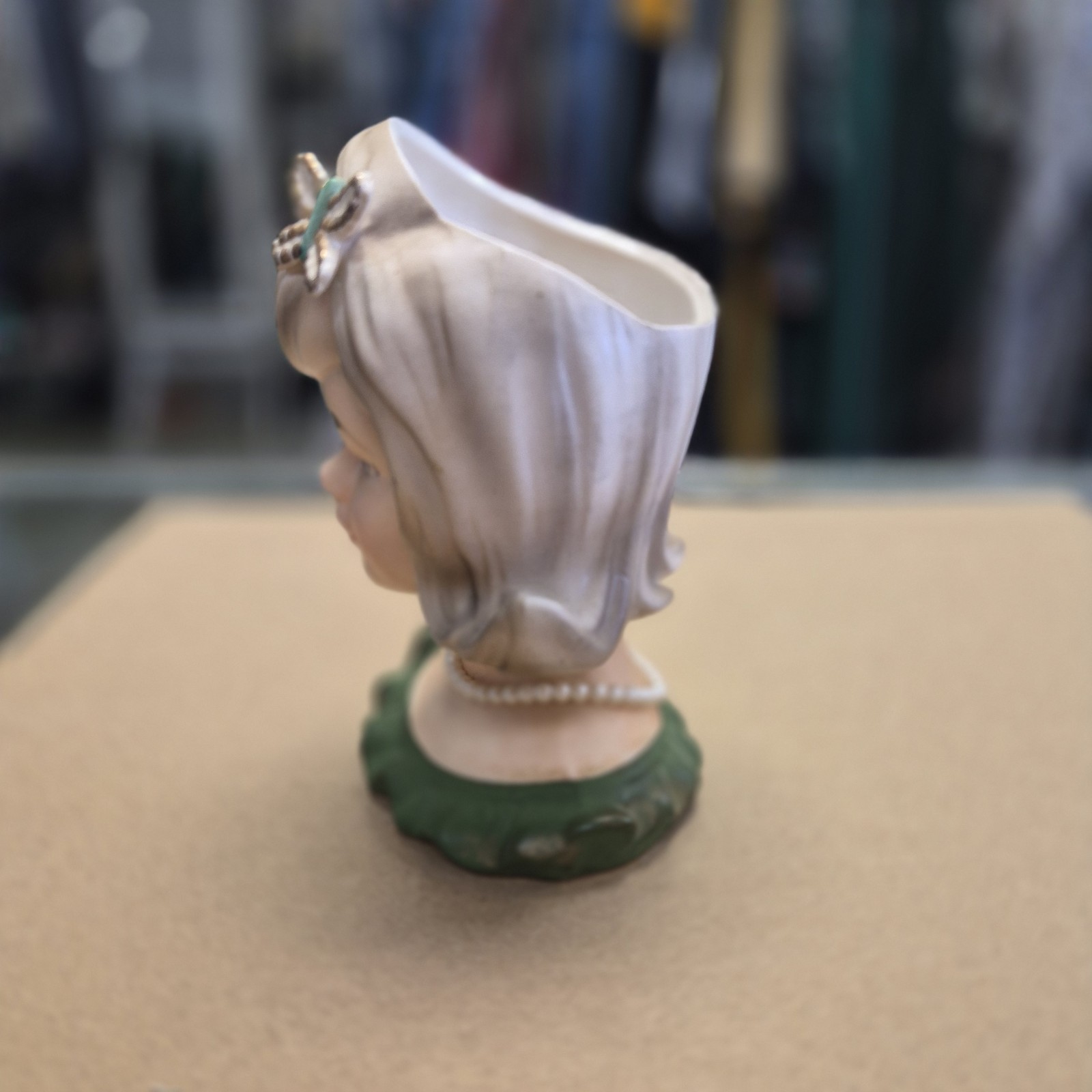 Vintage Parma A-172 Lady Head Vase with Butterfly Clip in Hair 5 1/2 Inches