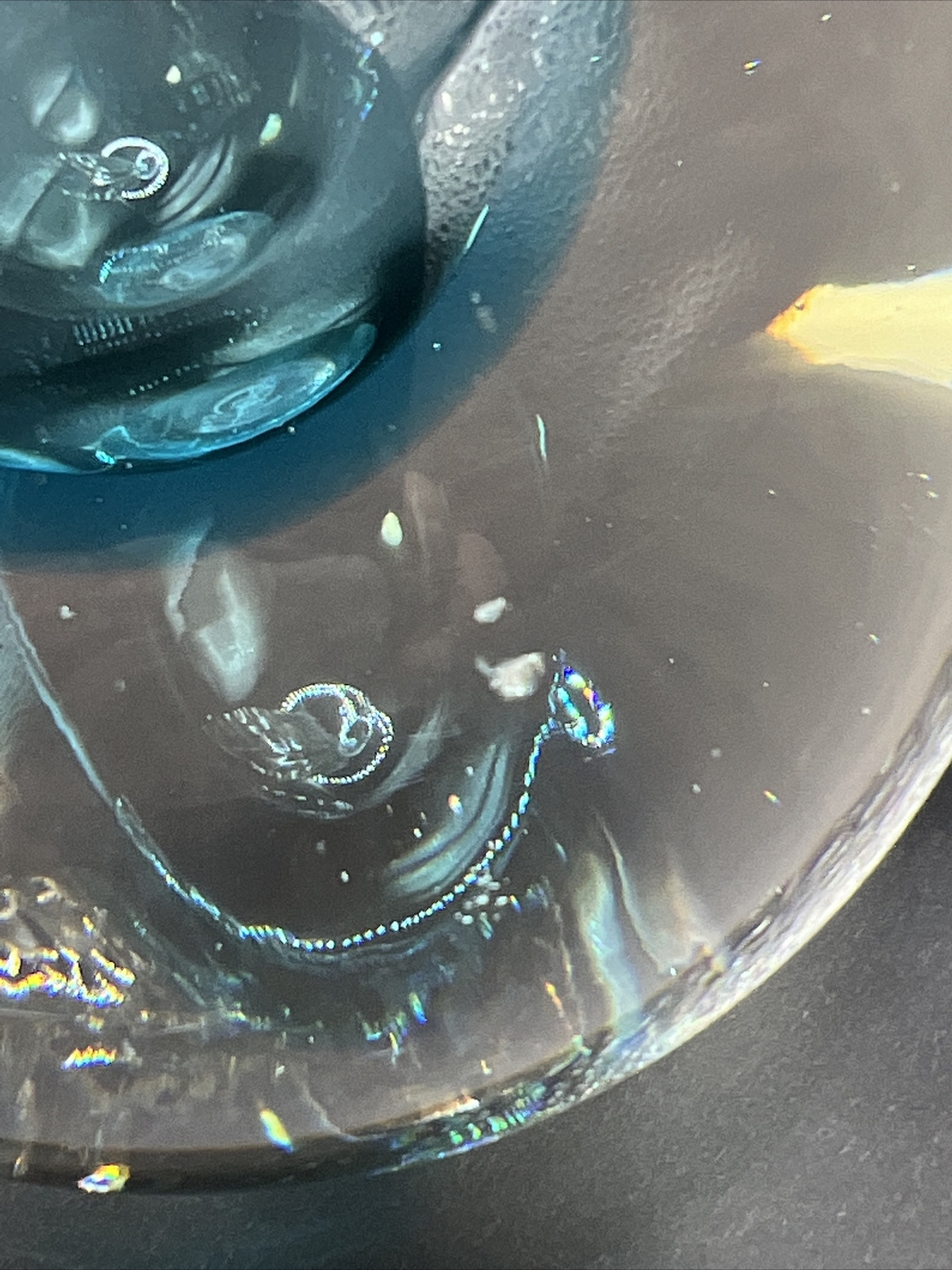 Vtg Chalet Canada Art Glass Blue Gold Clear MCM Paperweight Pear PLEASE READ