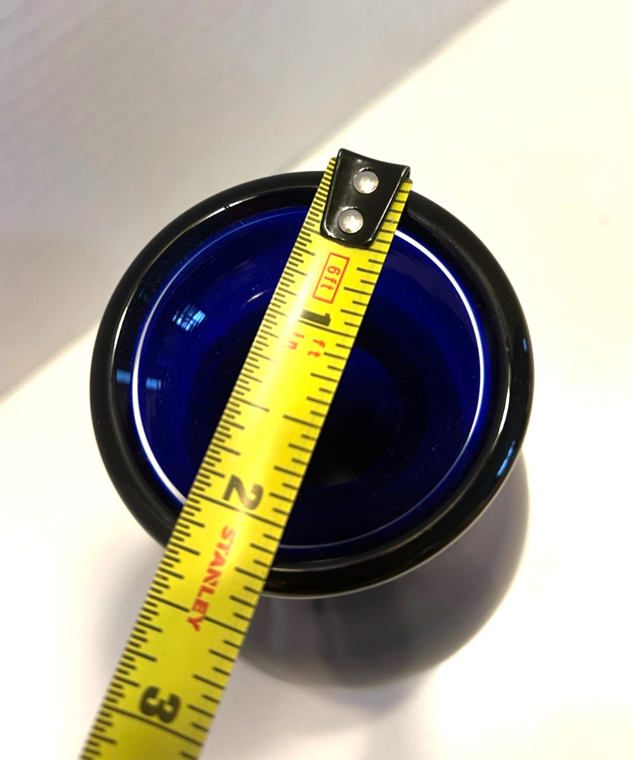 Vintage Cobalt Blue Hand Blown Glass Vase 6 1/2 inches tall EUC!