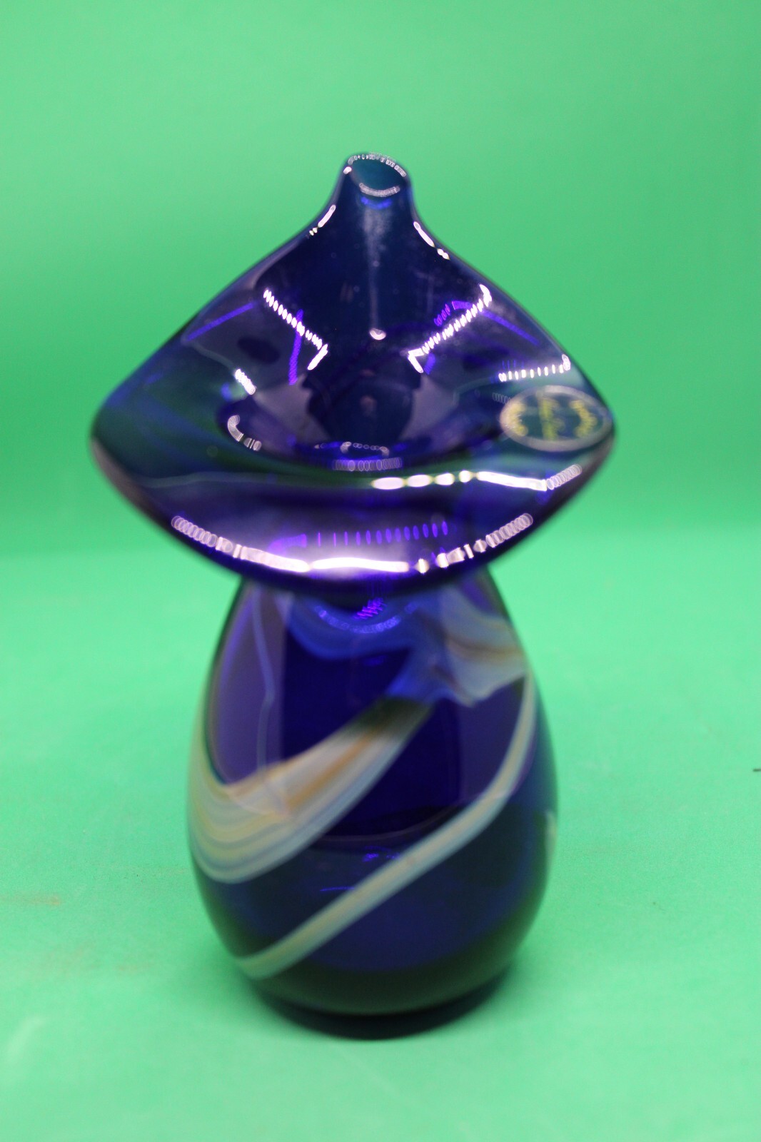 Hand Made 5″ Blue Swirled Pulpit Vase – Ahmed Fouad Alexandria Egypt