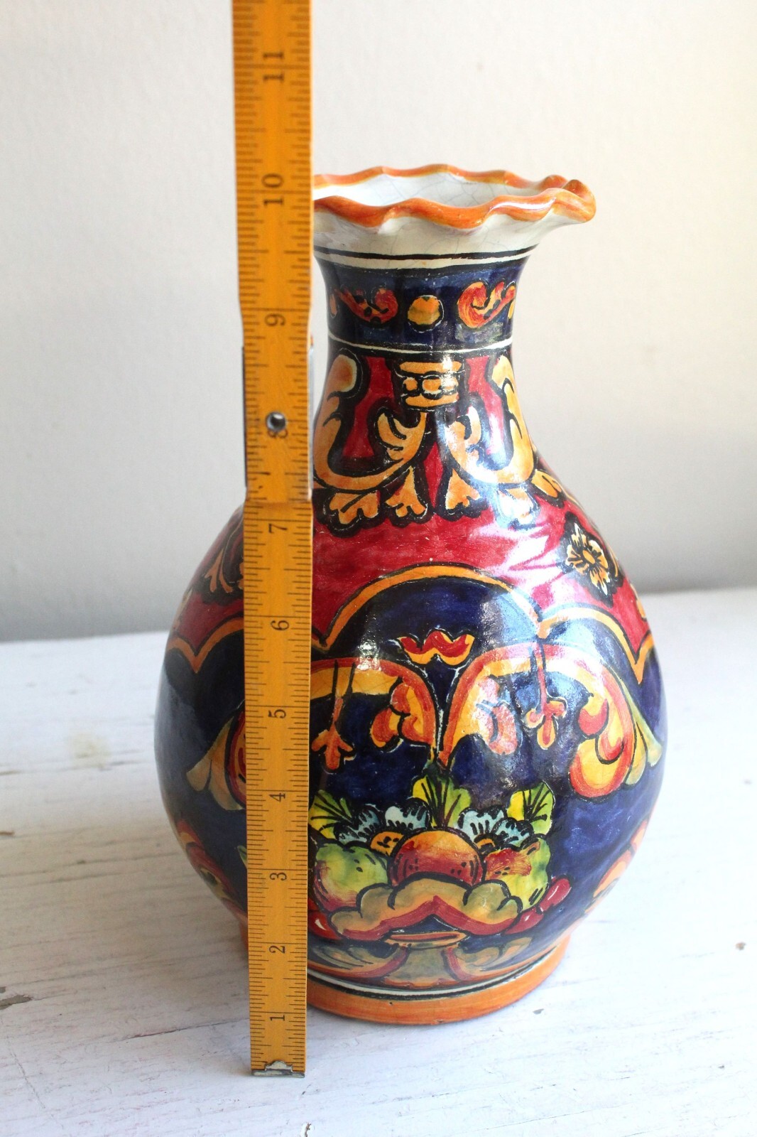 Terracotta Pottery Vase Rustic Mexico Country Faience Folk Deco Spanish Colonial