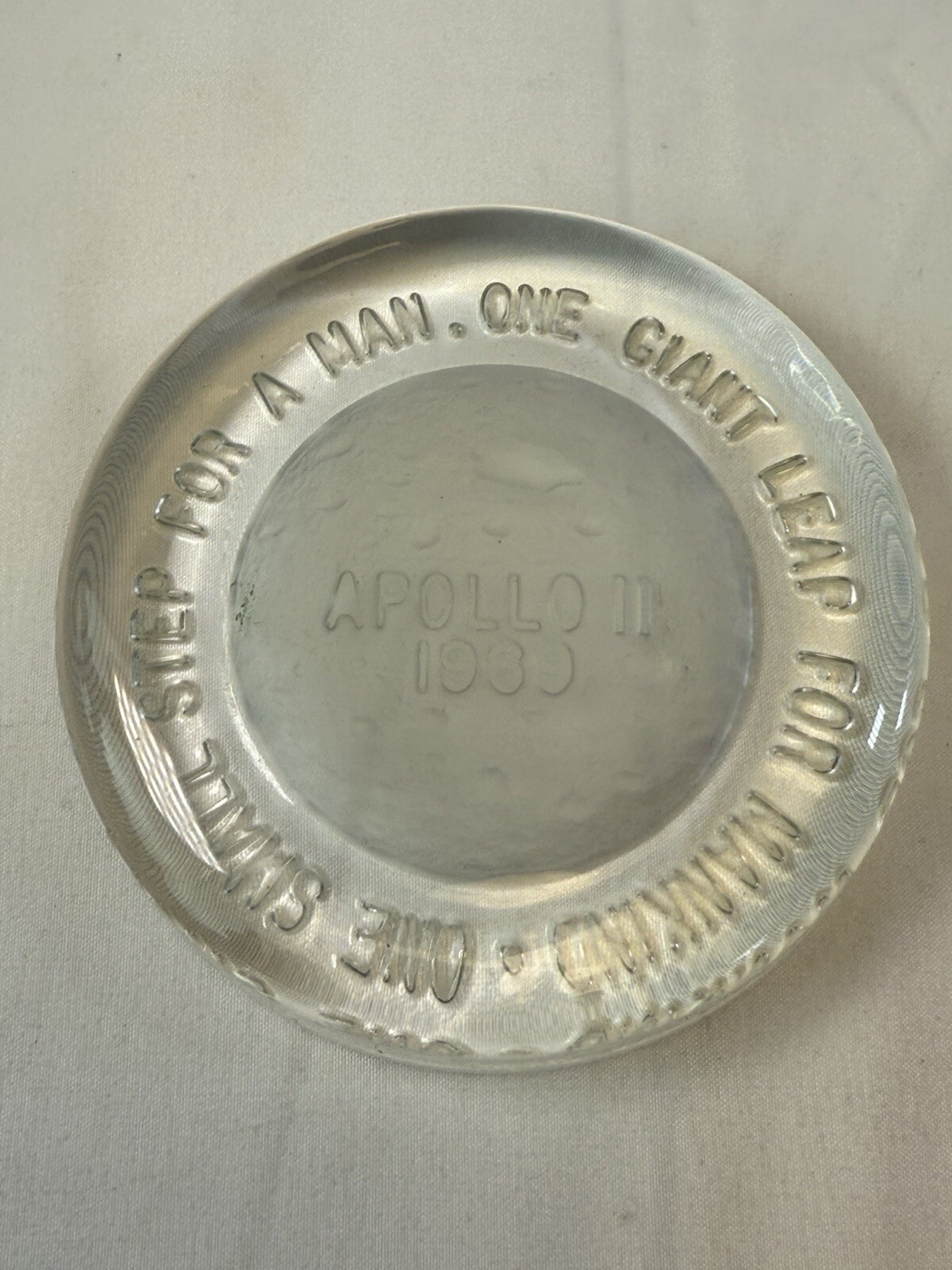 Apollo 11 1969 Moon Landing Paperweight Vintage 4″ Fenton Glass Collectible