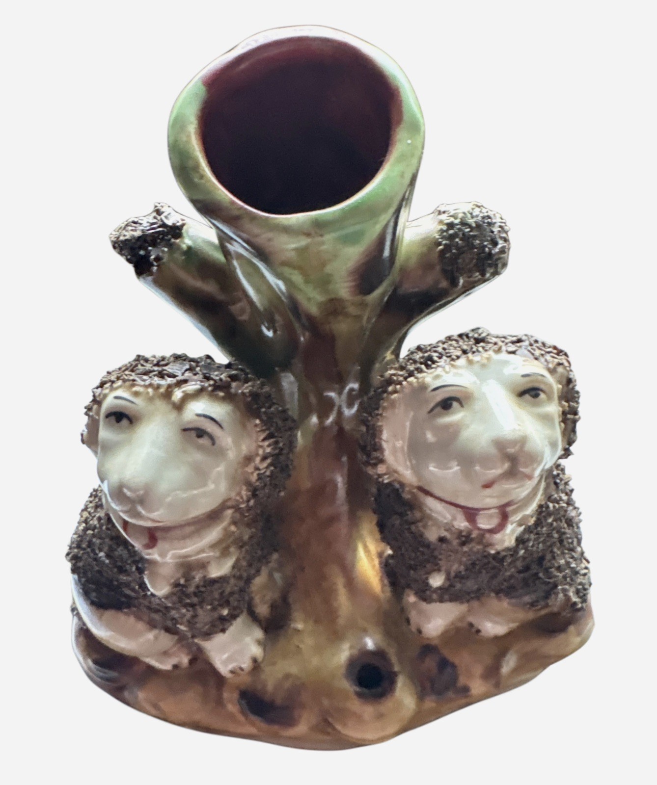 Antique Staffordshire Style Ceramic Dogs Spill Vase – Poodle Statue 5.25”