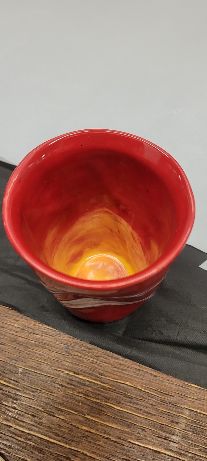 Modern Art Pottery Red Cup / vase artist signed # 4024