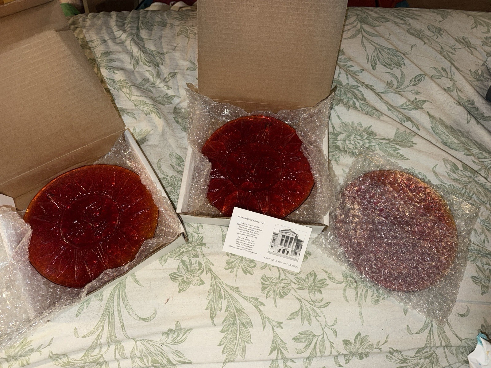 Museum Of Fine Art Boston, Red Glass Sun Art Piece. Original Packaging.
