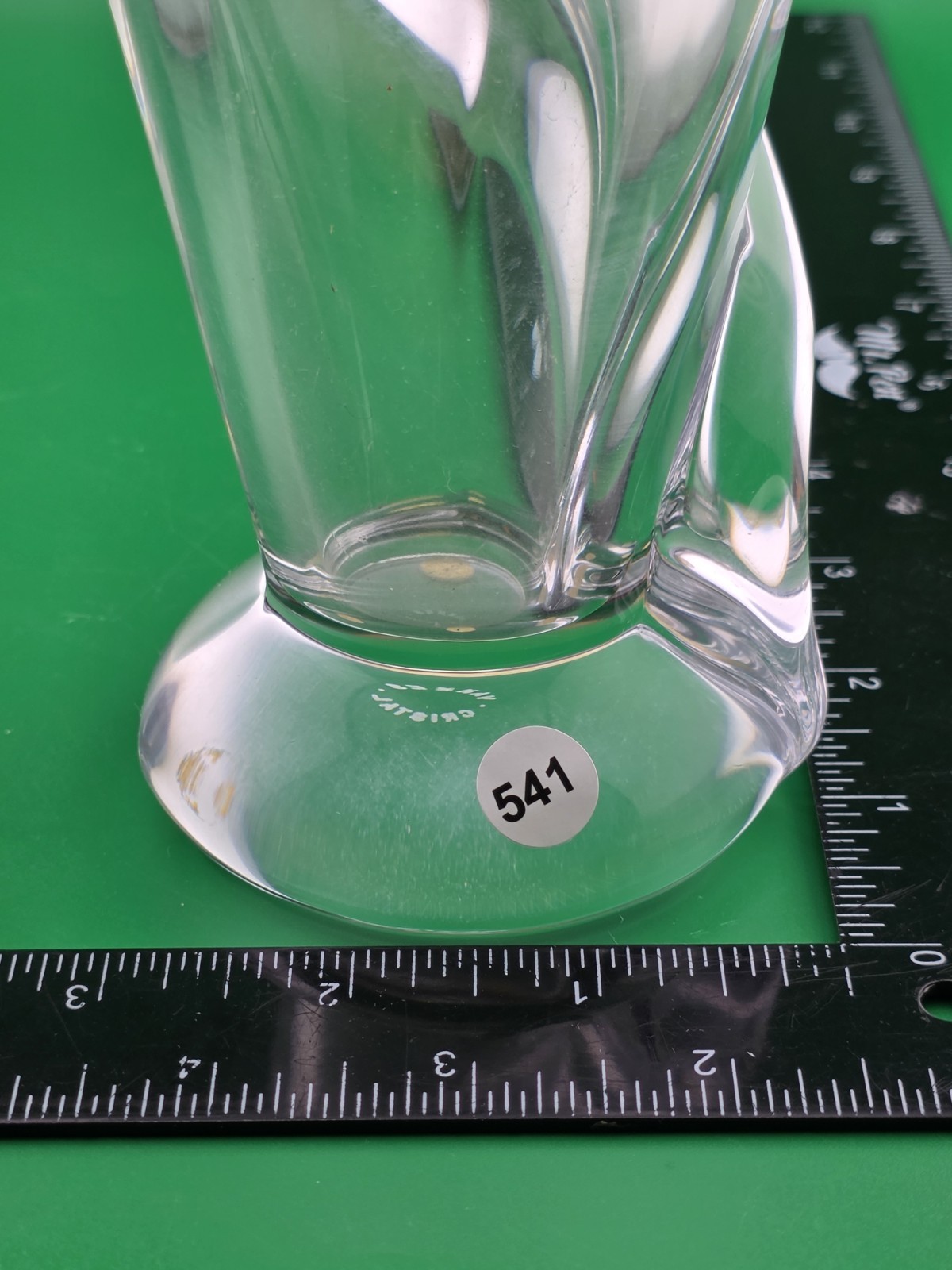 VINTAGE MCM ART VANNES LE CHATEL CALLA LILY VASE 7″ CLEAR FRENCH ART GLASS