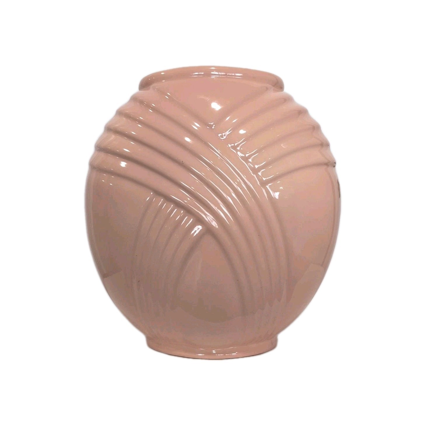 Vintage Post Art Deco Rose Salmon Light Mauv 12″ Tall Ceramic Vase