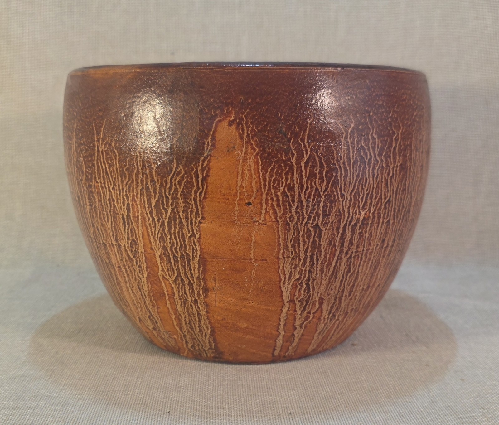 FAT LAVA Drip Glaze Handmade Orange Pottery Bowl Pot Planter Sculpture Vase