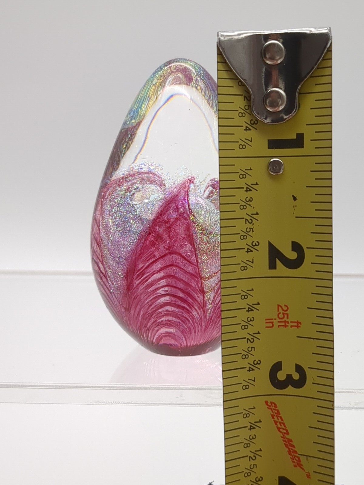 Glass Eye Studio GES 96 Pink Cranberry Passion Flower USA EGG Glass Paperweight