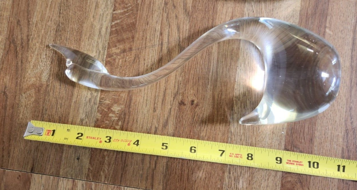 Vintage Clear Solid Hand Made Crystal SWANS Lot of 2