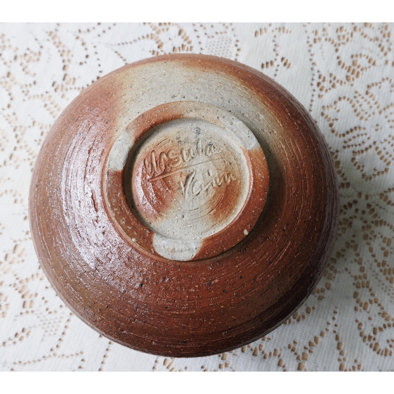 Vintage Brown Studio Pottery Vase Ursula Vann Rustic Textured Glaze