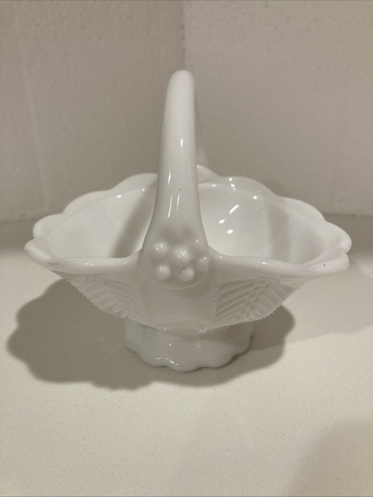 Vintage Imperial White Milk Glass Farmhouse Candy Dish Basket