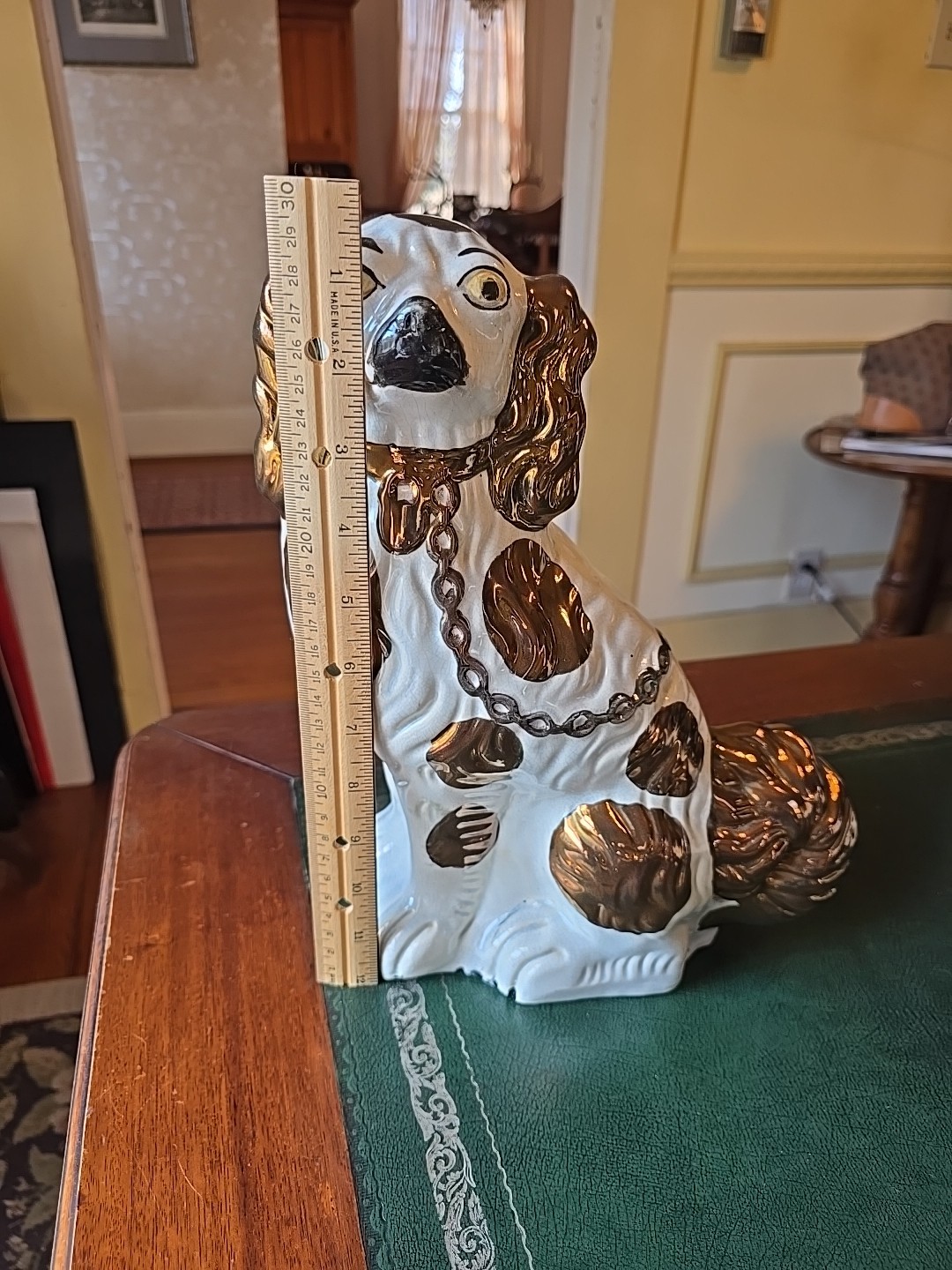 Stately Antique Copper Luster King Charles Spaniel Mantel Dog, Victorian Era