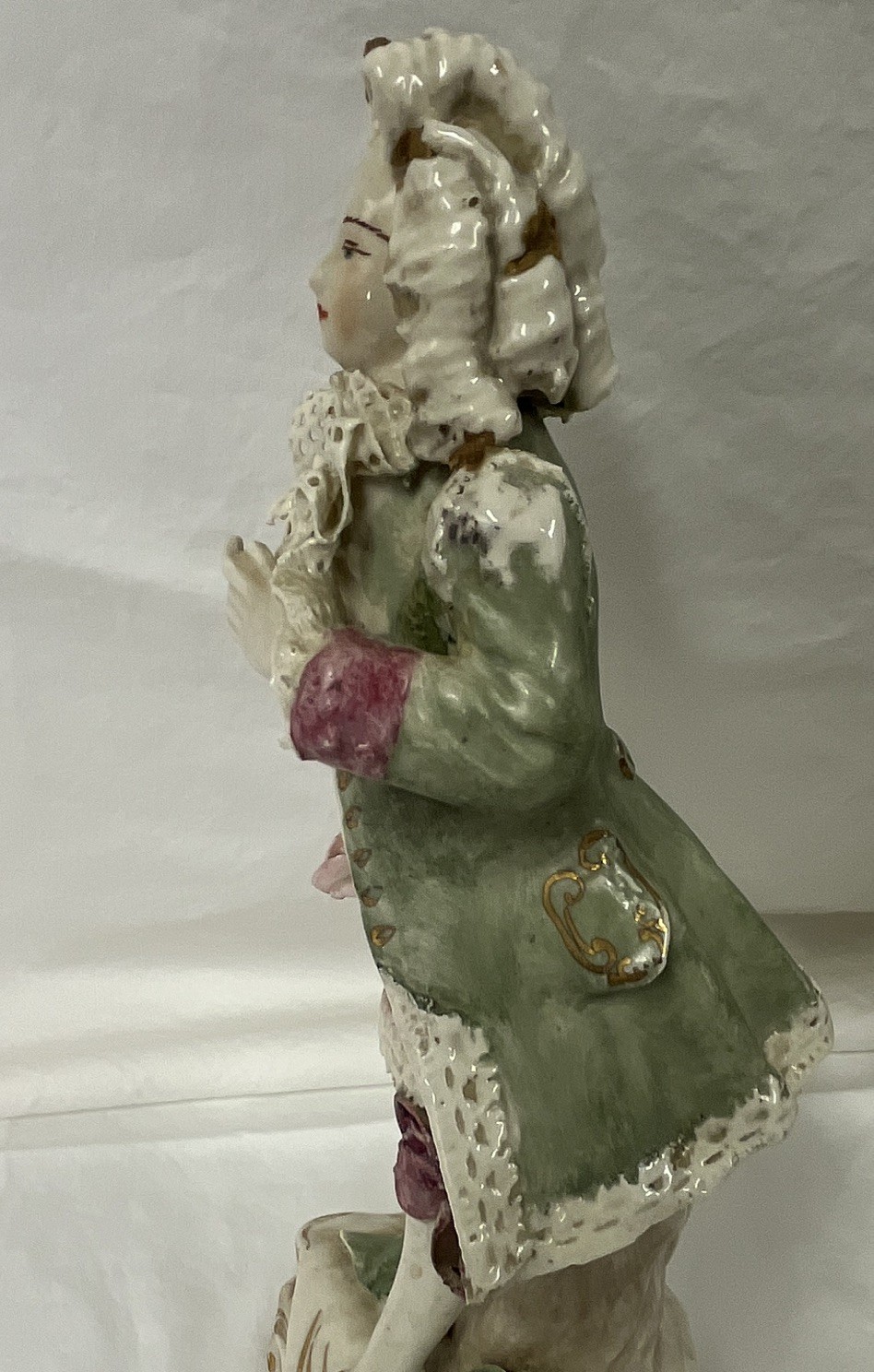 Pair Vintage Corday Victorian Porcelain Colonial Lady and Gentleman Free Ship