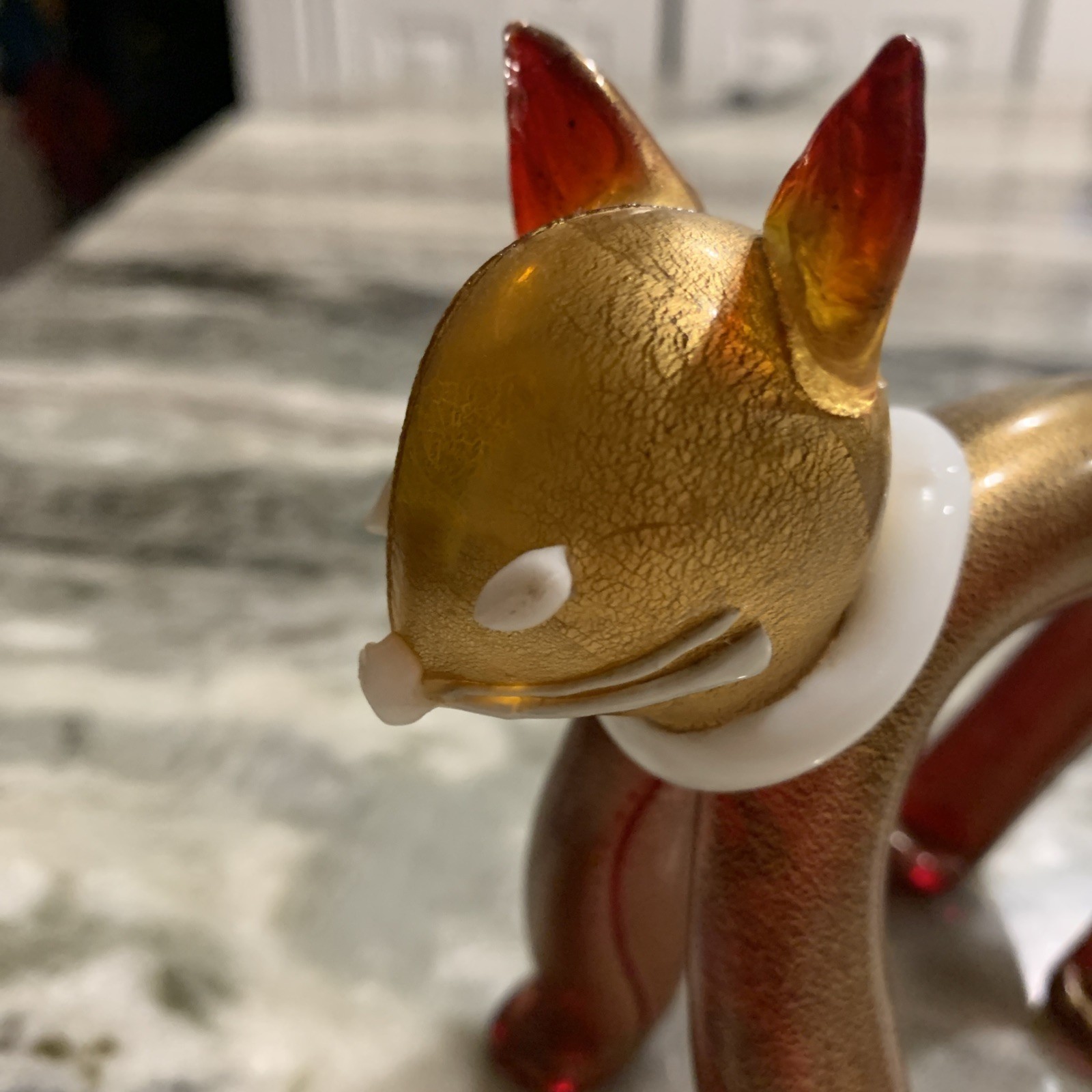 Murano Glass Figure Of A Cat With Worn Label-Barovier?