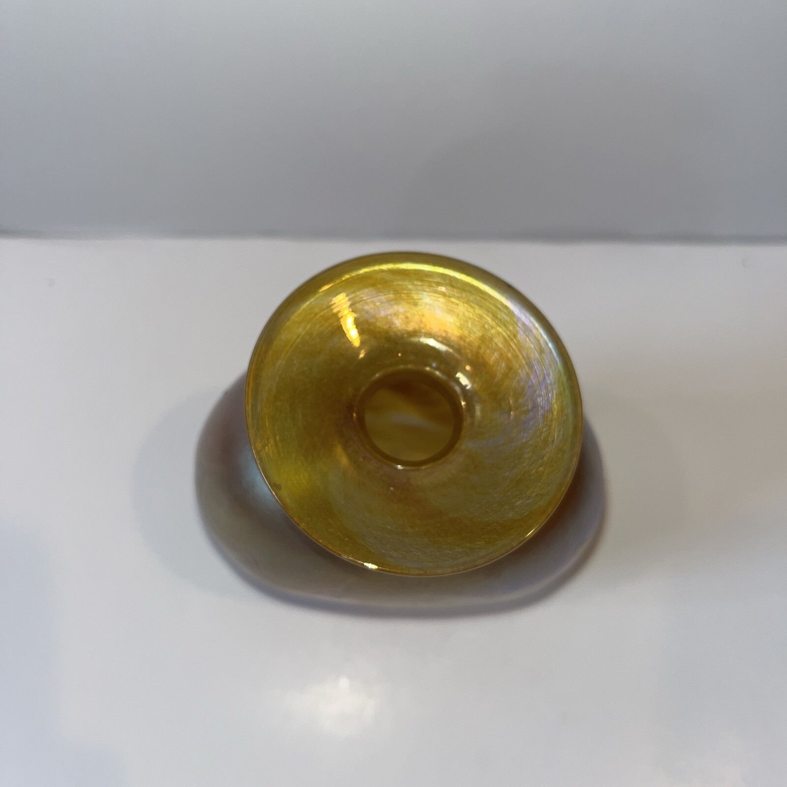 Vintage Art Glass Vase Signed Robert Held Yellow Purple Iridescent 4.5” Canada