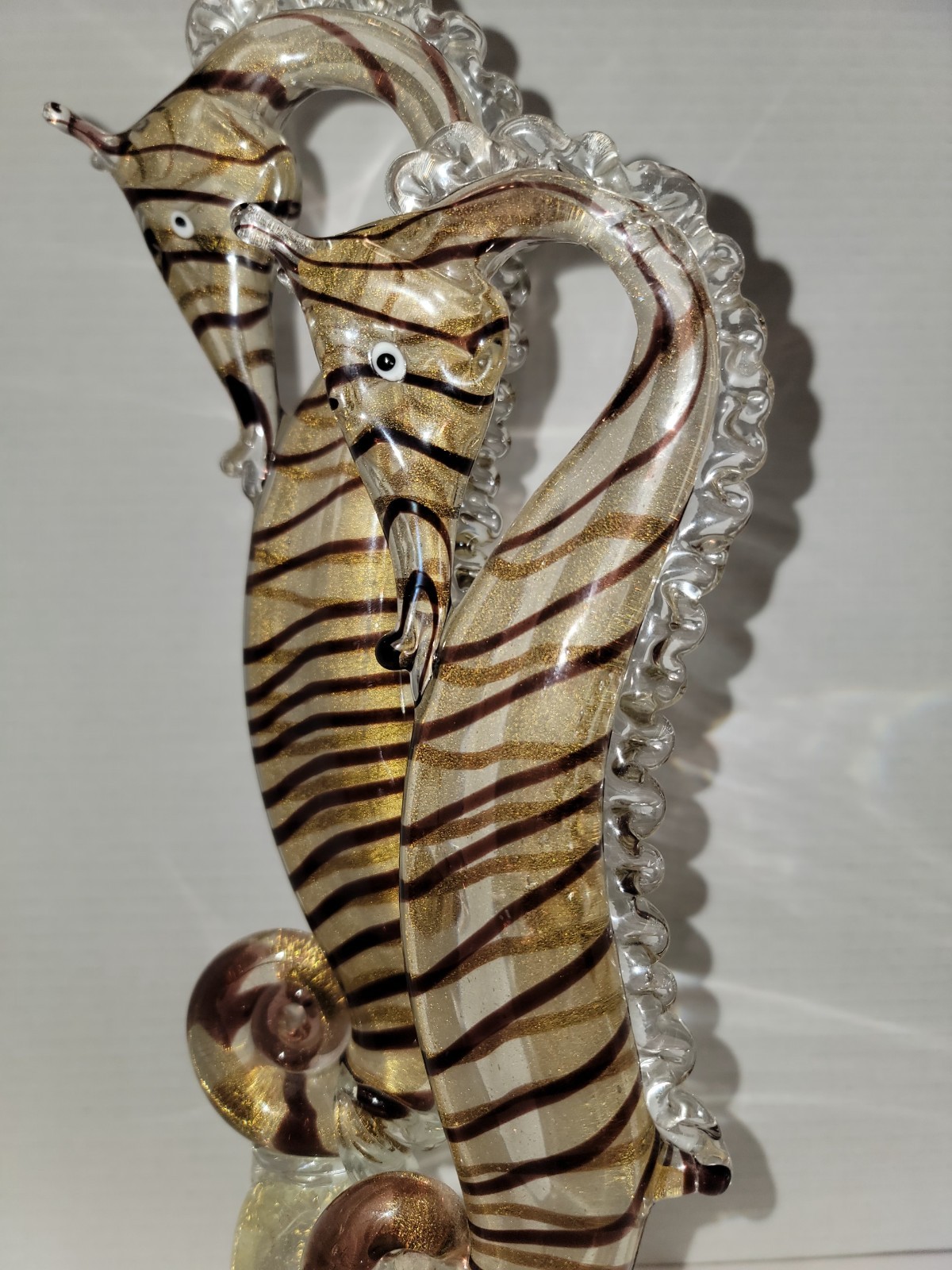 Vintage Barovier Toso MCM Pair of Venetian Glass Seahorses on Base Super Rare