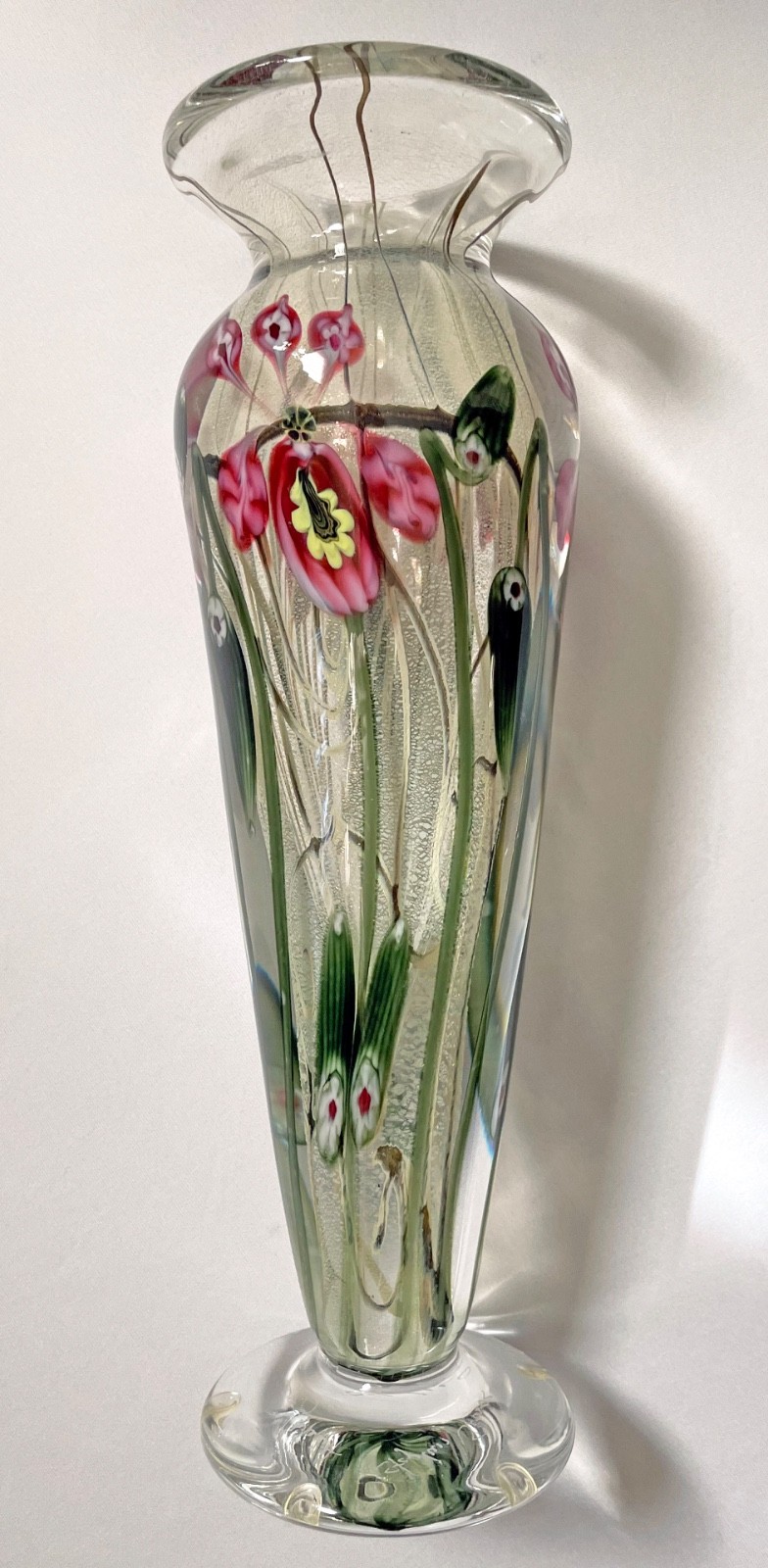 Vandermark Studio Art Glass – Limited Edition Cased Glass 12-inch Orchids Vase