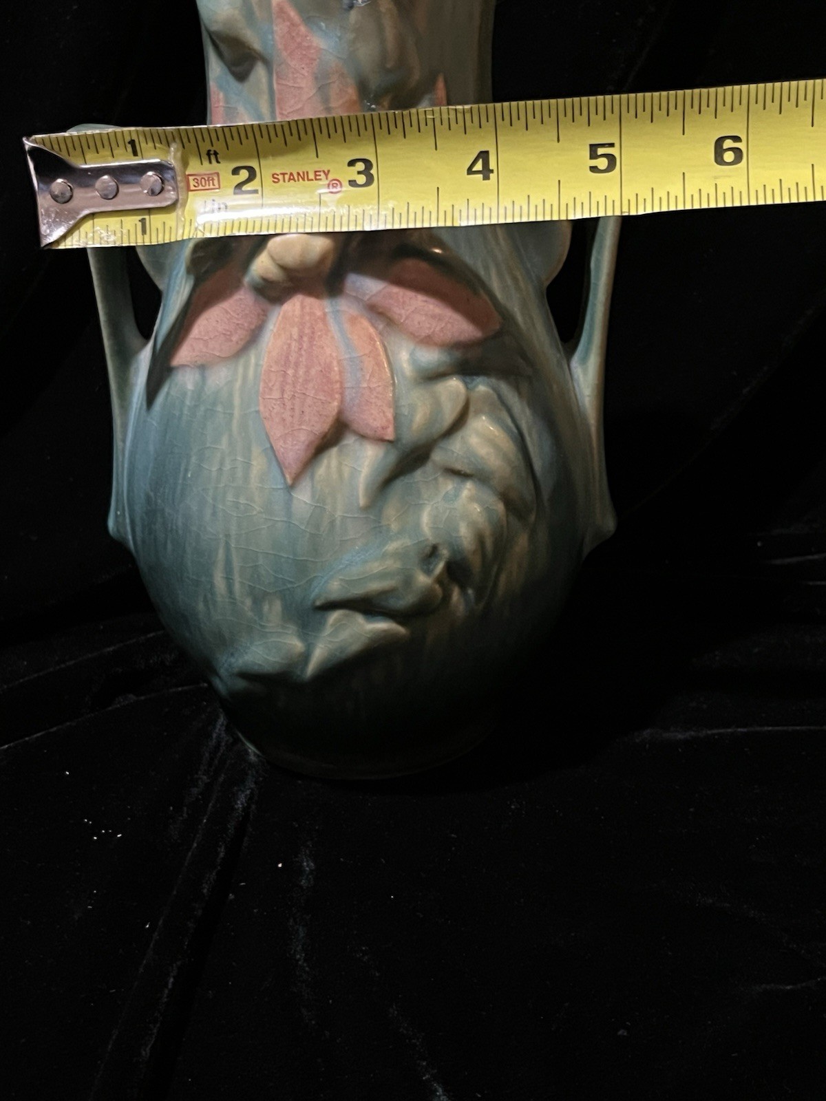 Vintage Roseville Pottery Clematis Double Handled Vase 103 – 8″ Green