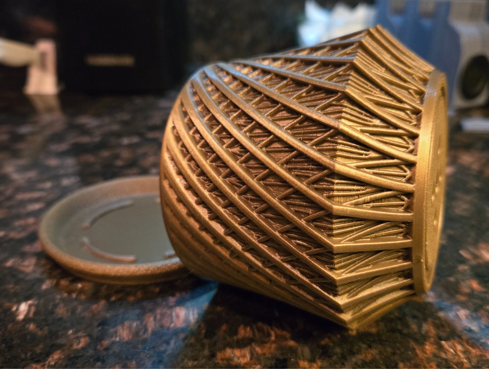 80mm 2 pc Planter Bronze Color 3D printed “kairo”