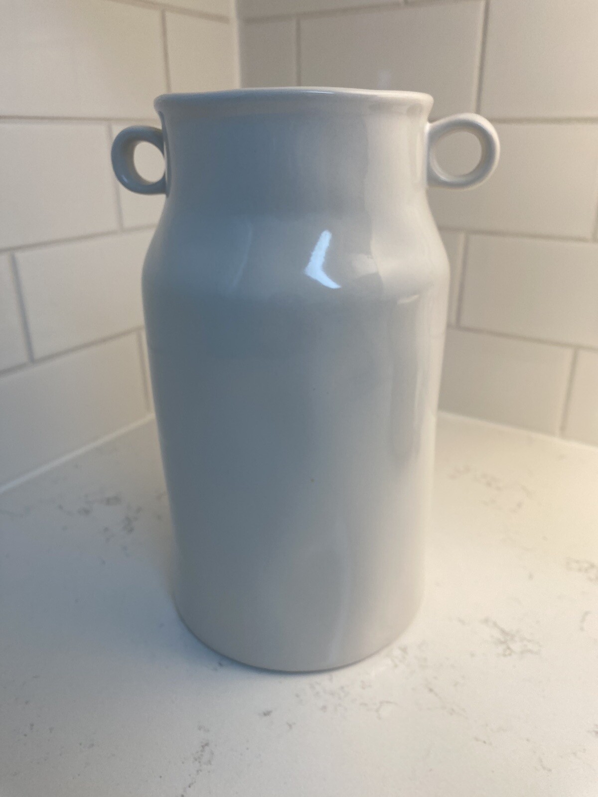 Rae Dunn FARM FRESH Vase Jar Milk Jug with Handles White NWOT Farmhouse