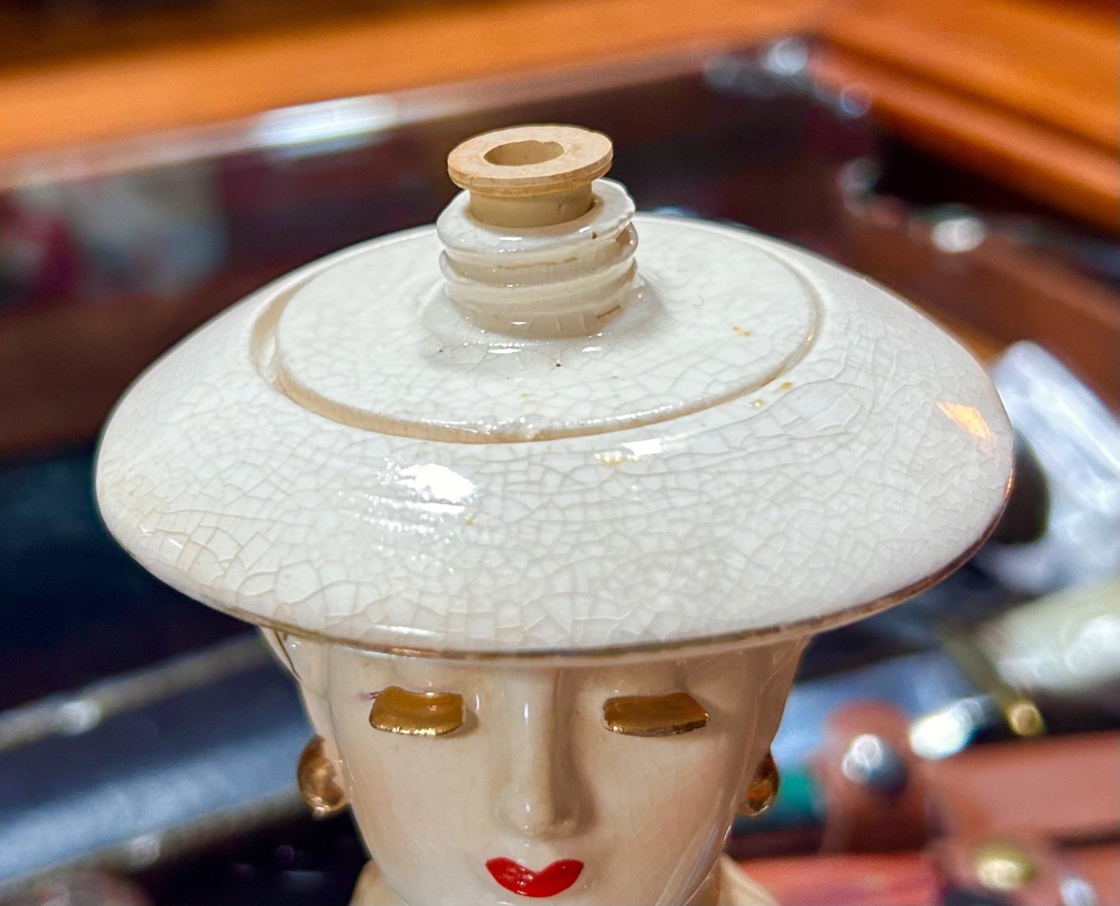 Vintage 1950’s Irice Lady Figural Head Bust Figurine Perfume / Scent Atomizer