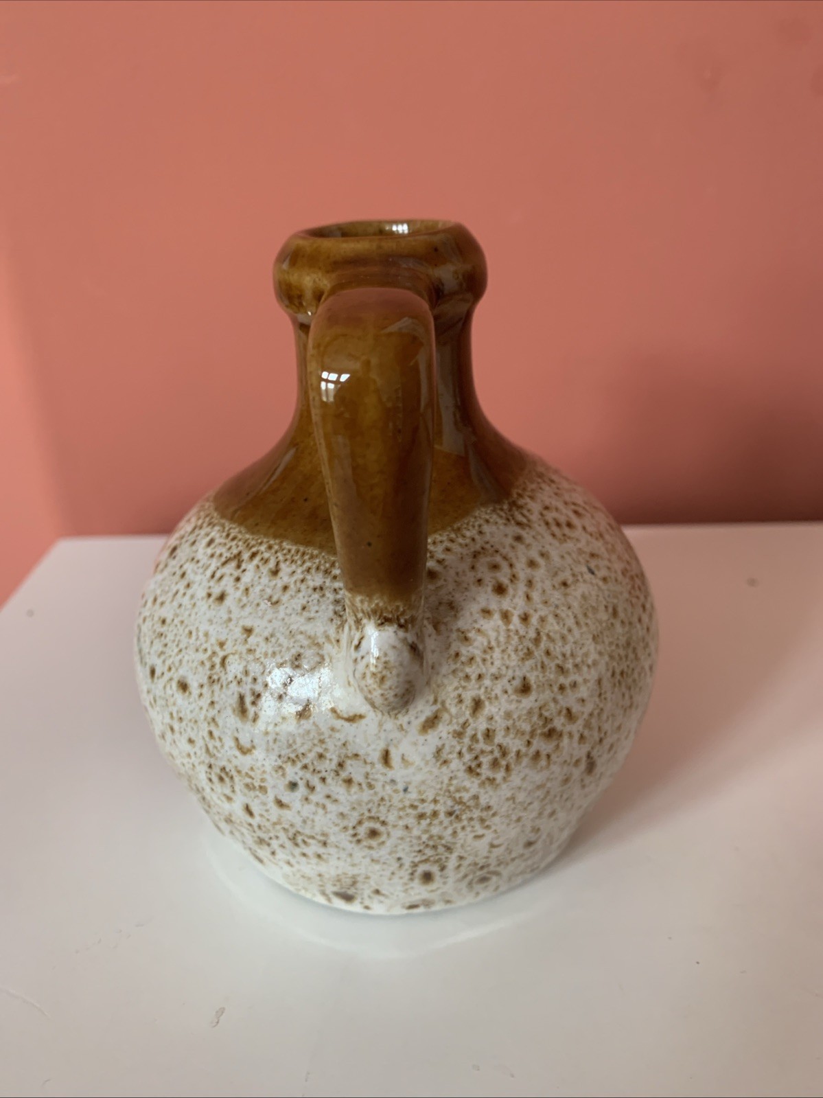 Vintage Pigeon Forge Pottery Glazed Jug Speckled Brown & Cream 4.5 Inches