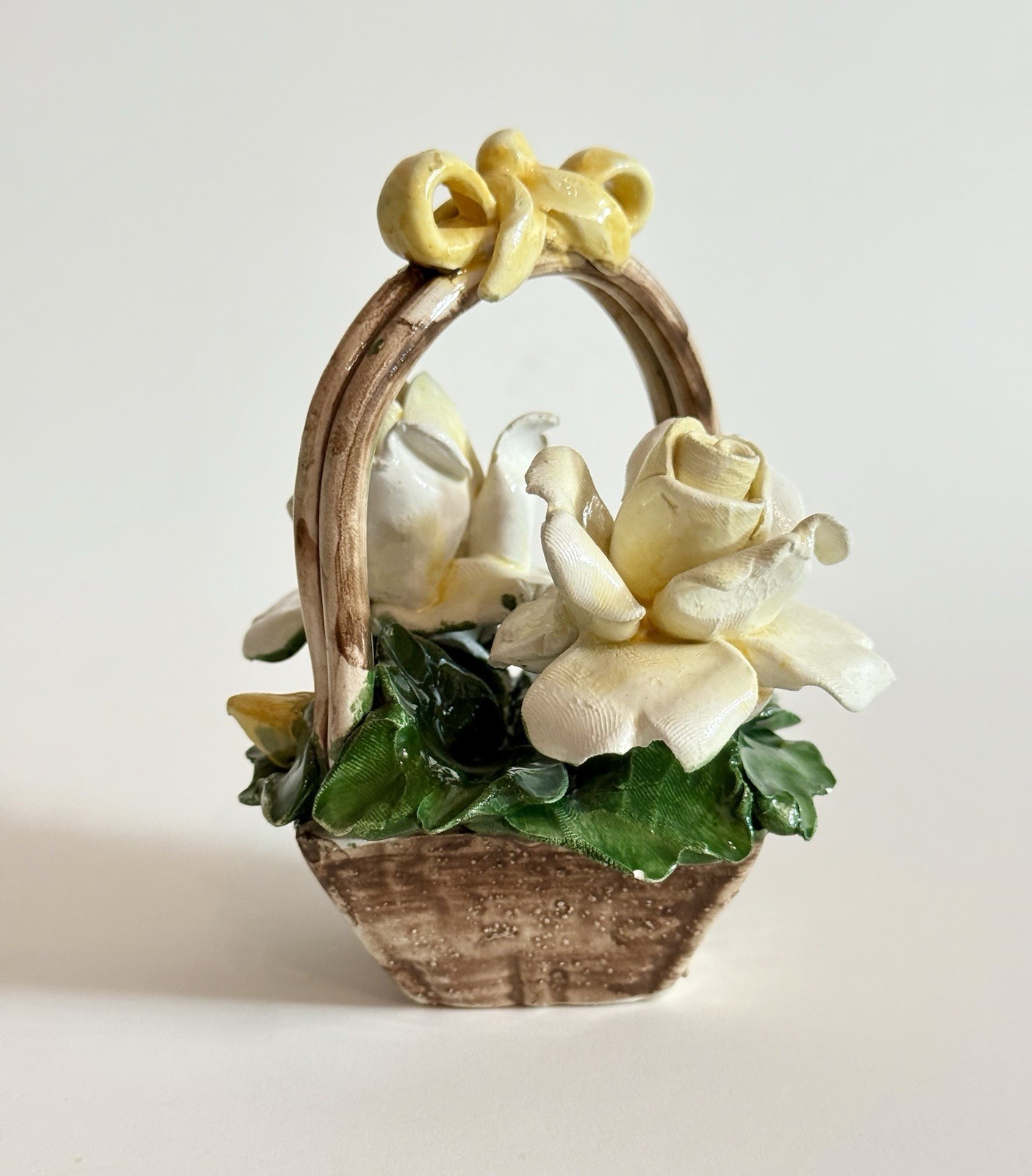 Capodimonte Flower Basket | Hand Painted Porcelain | 3.5” x 4” | Italy