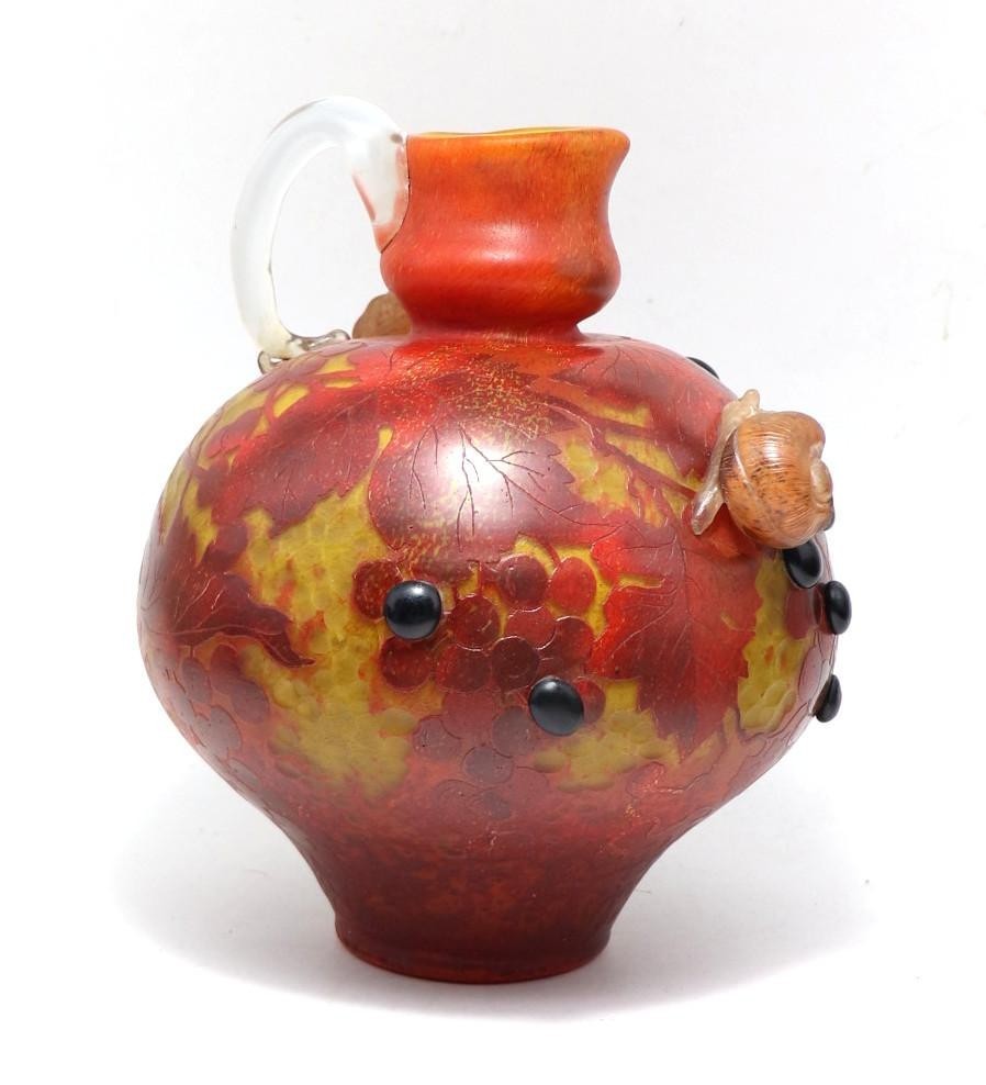 Daum Nancy “Grapes and Snails” Large Vase, Signed Vintage