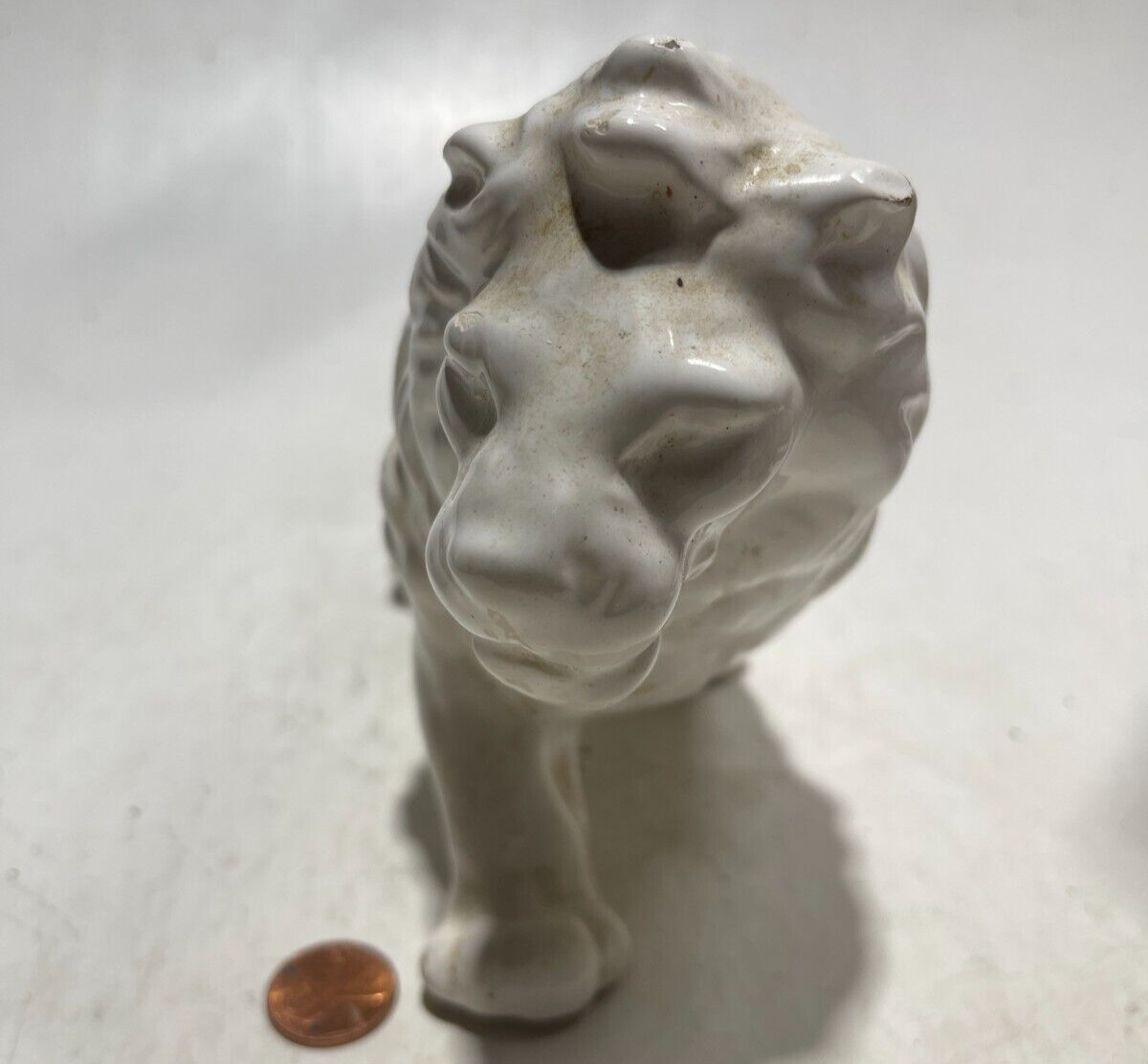 Porcelain Figure Lion White Bisque 10″ Inches X 5.25″ Inches