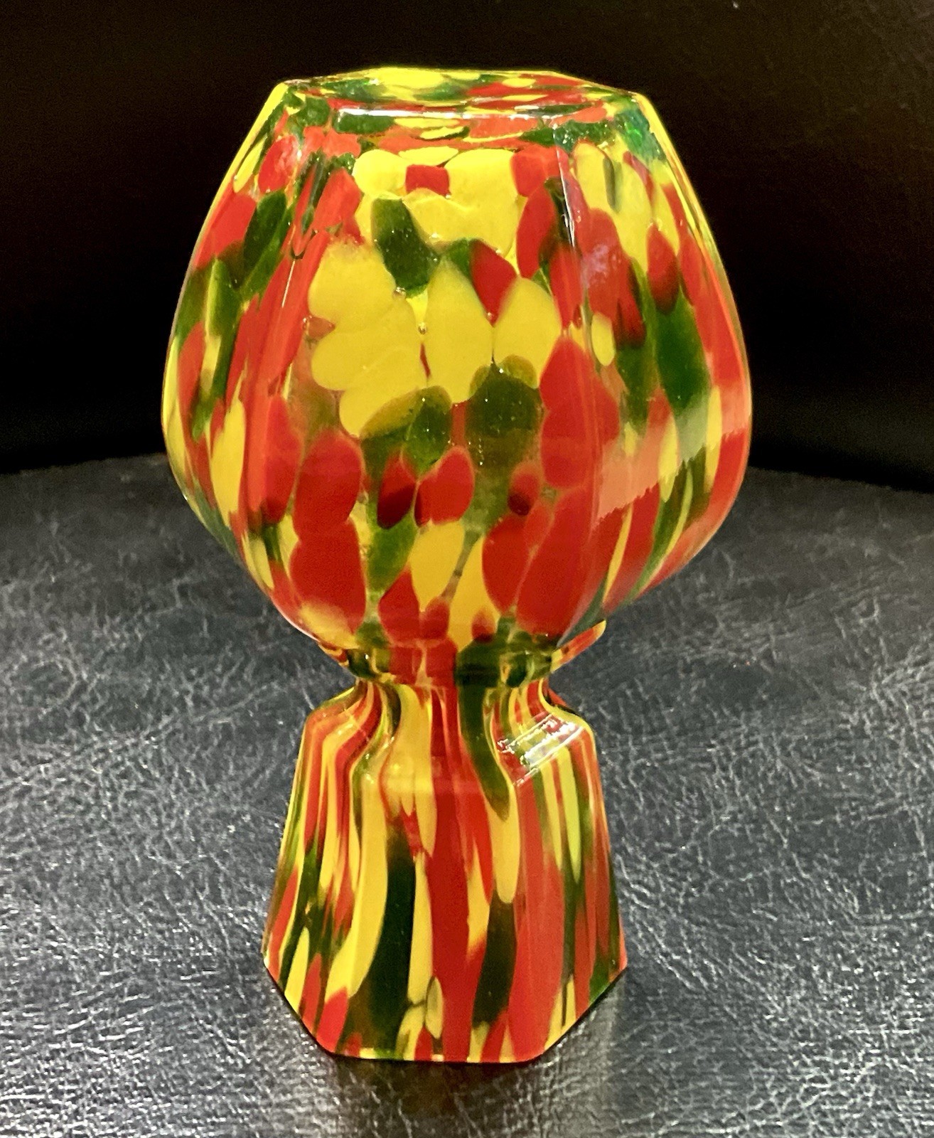 Art Deco Made In Czechoslovakia Glass Hex Vase Hexagon