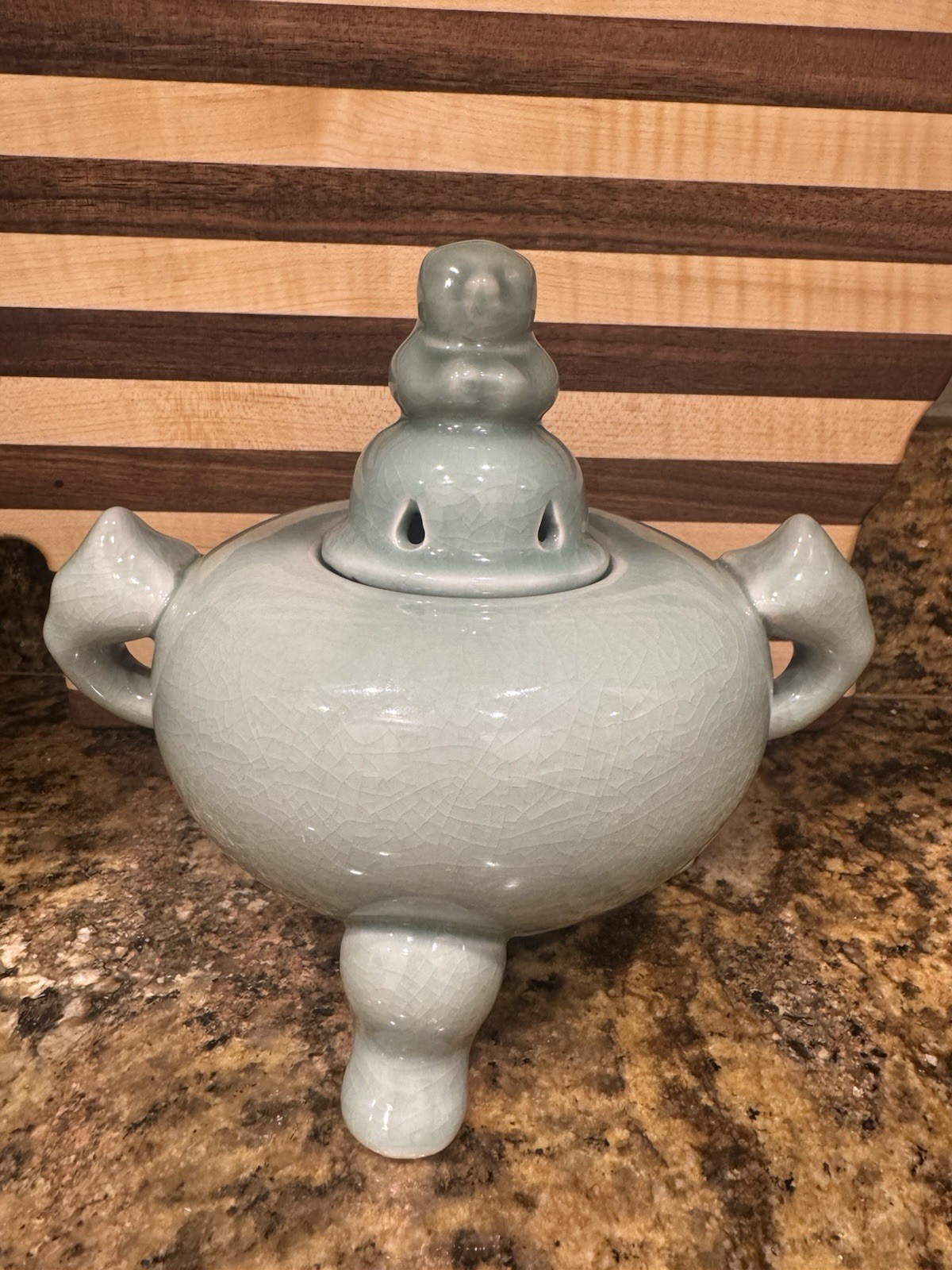 VTG Celadon ceramic Buddha incense burner, China
