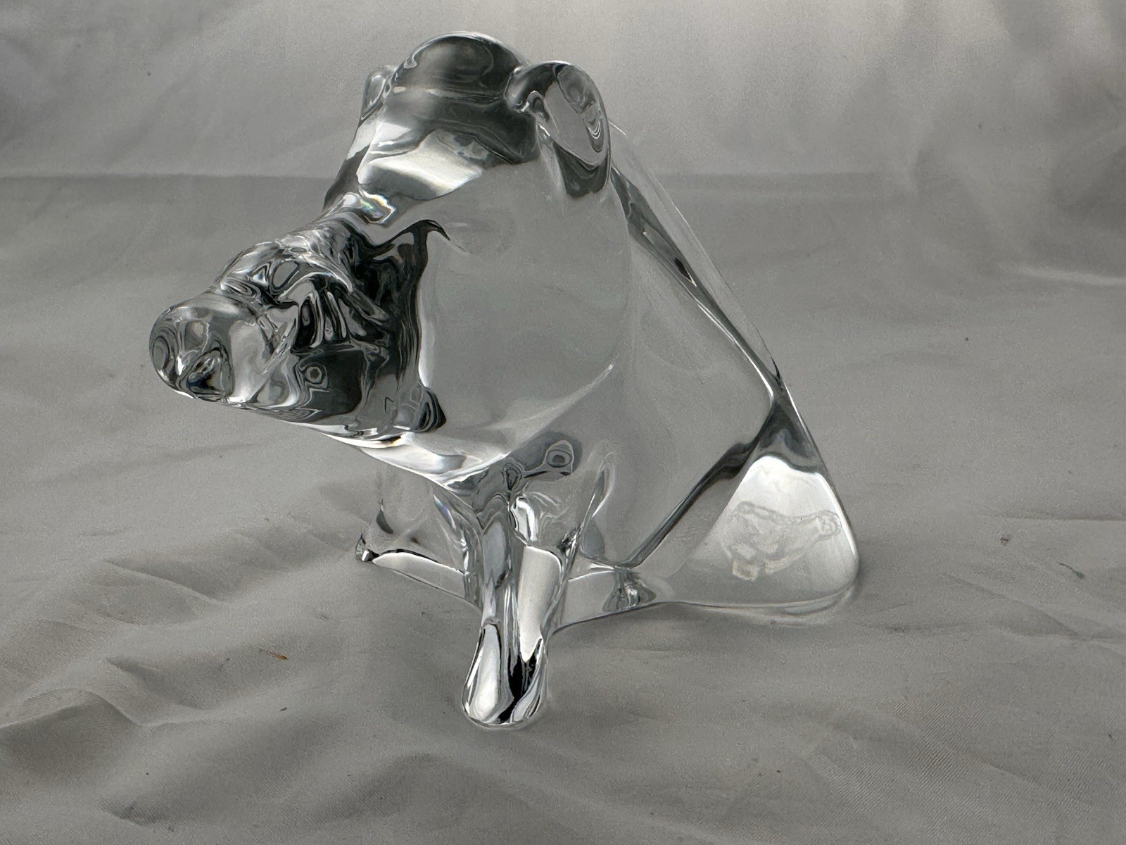 Baccarat France Crystal Glass Wild Boar Hog Pig Figurine Table Sculpture