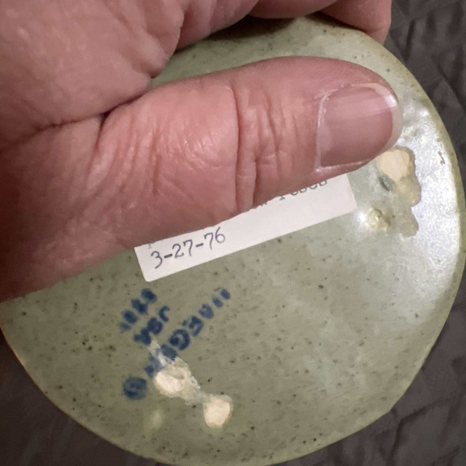 Vintage 1976 Haeger Pottery Vase Round Green 9 inch Made In USA