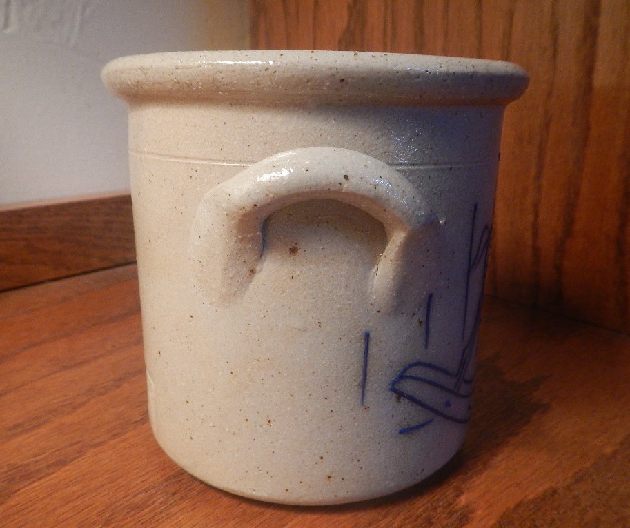 Salmon Falls Pottery Rocking Horse Salt Glazed Crock ~ 4.5″ Tall ~ 1991