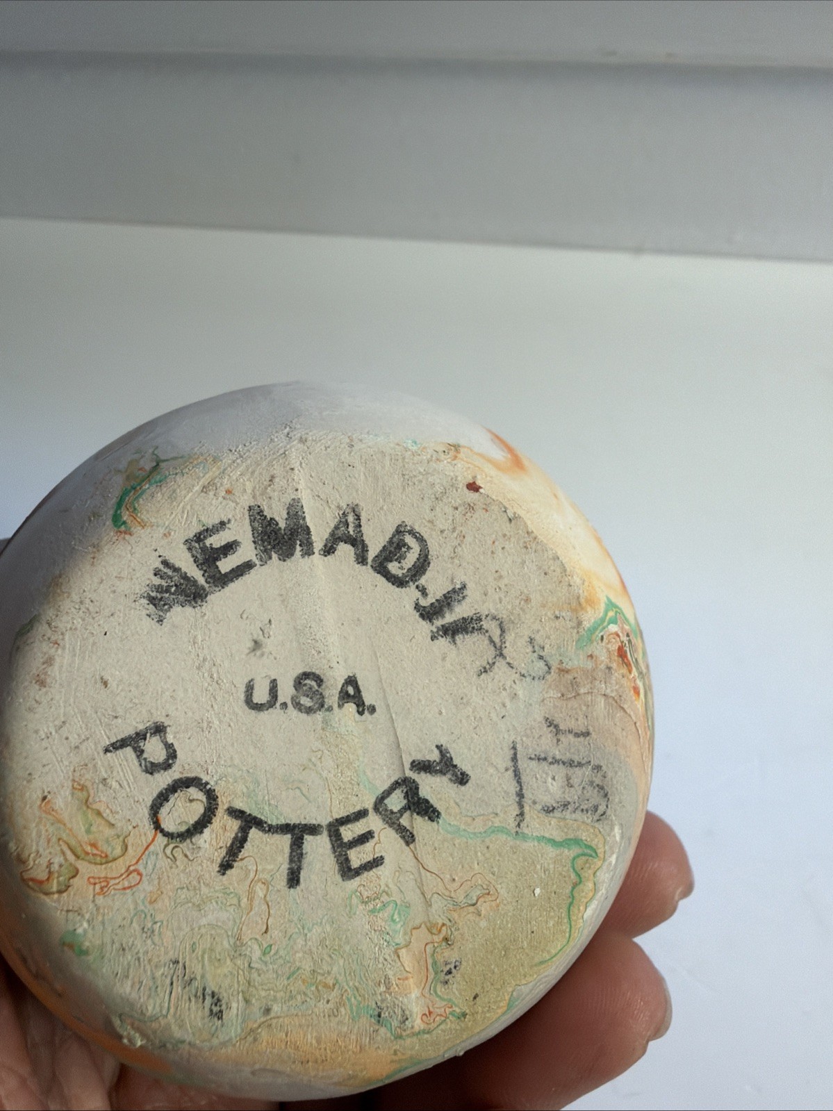 Vintage Nemadji Pottery Clay Mini 3.5” Vase Marbled Rust Matt Finish