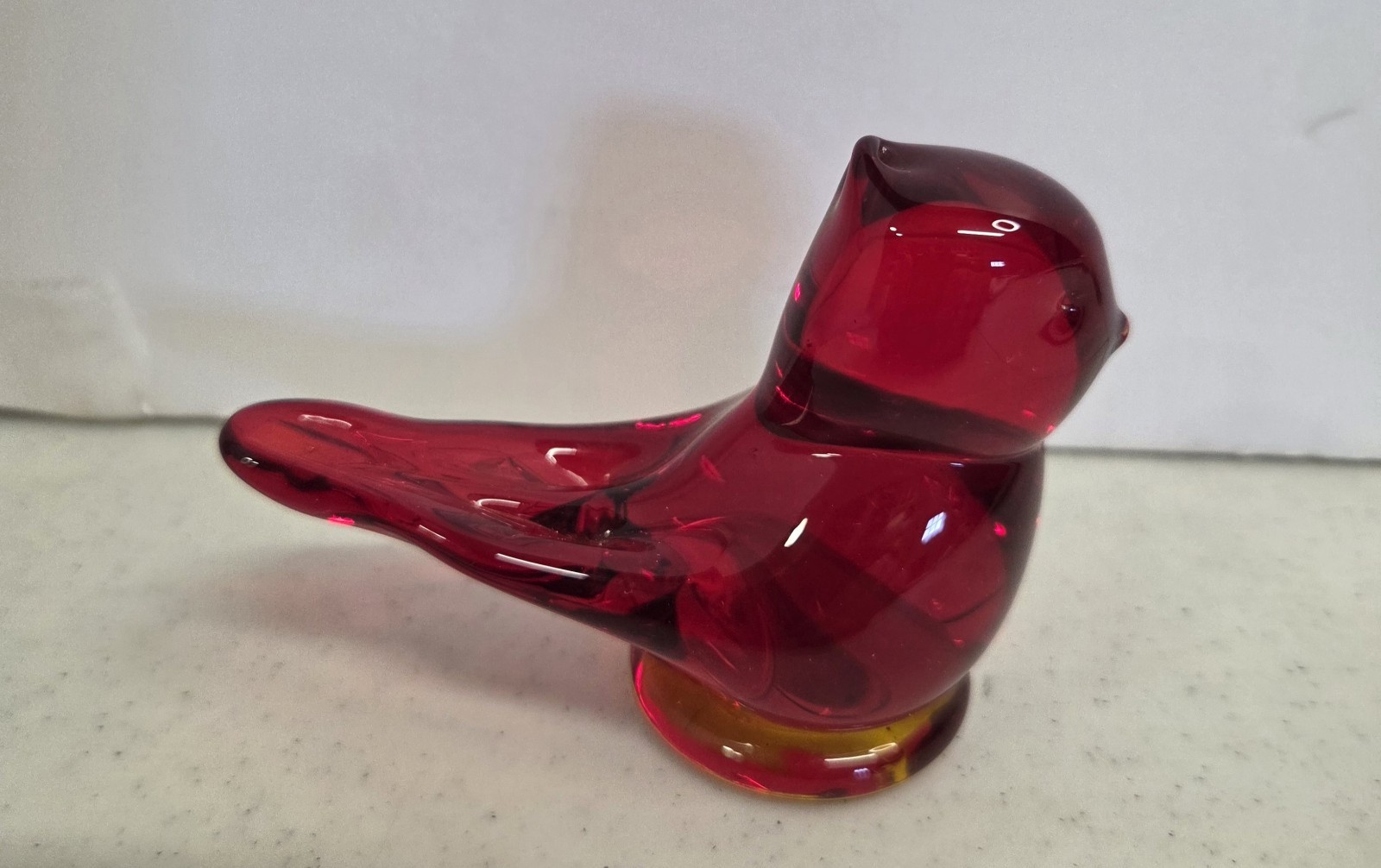 Vintage Cardinal of Love Red Bird Figurine Titan Art Glass 1996 Signed W Ward